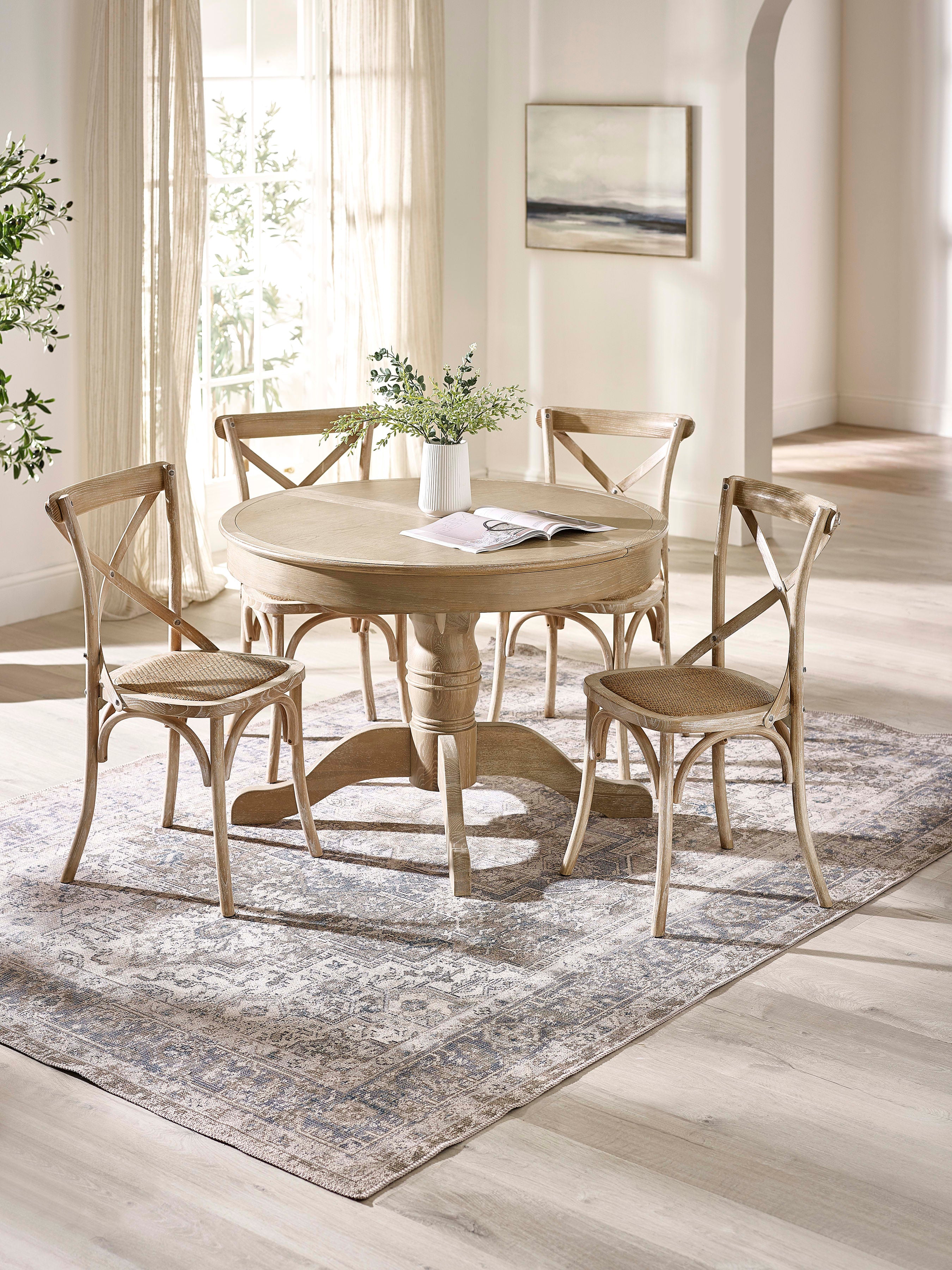Set of 2 Satie Limed Oak Rattan Bistro Chairs