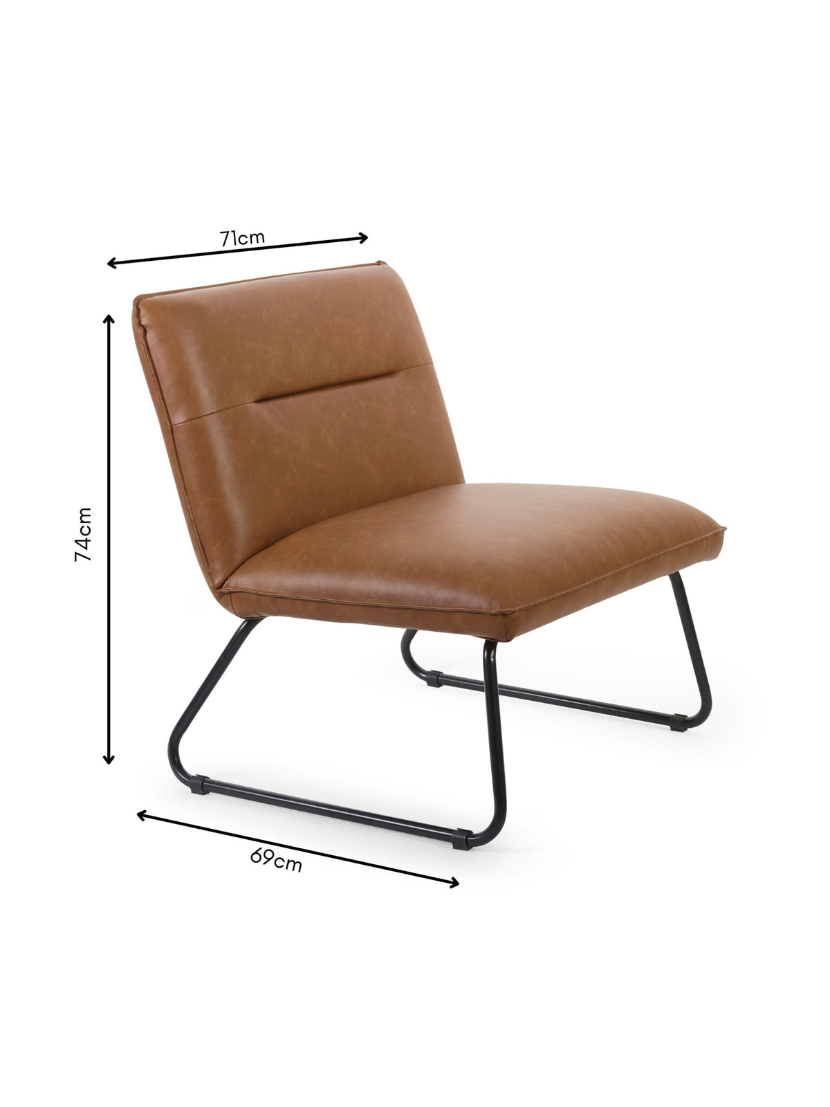 Saxon Tan Brown Faux Leather Lounge Chair