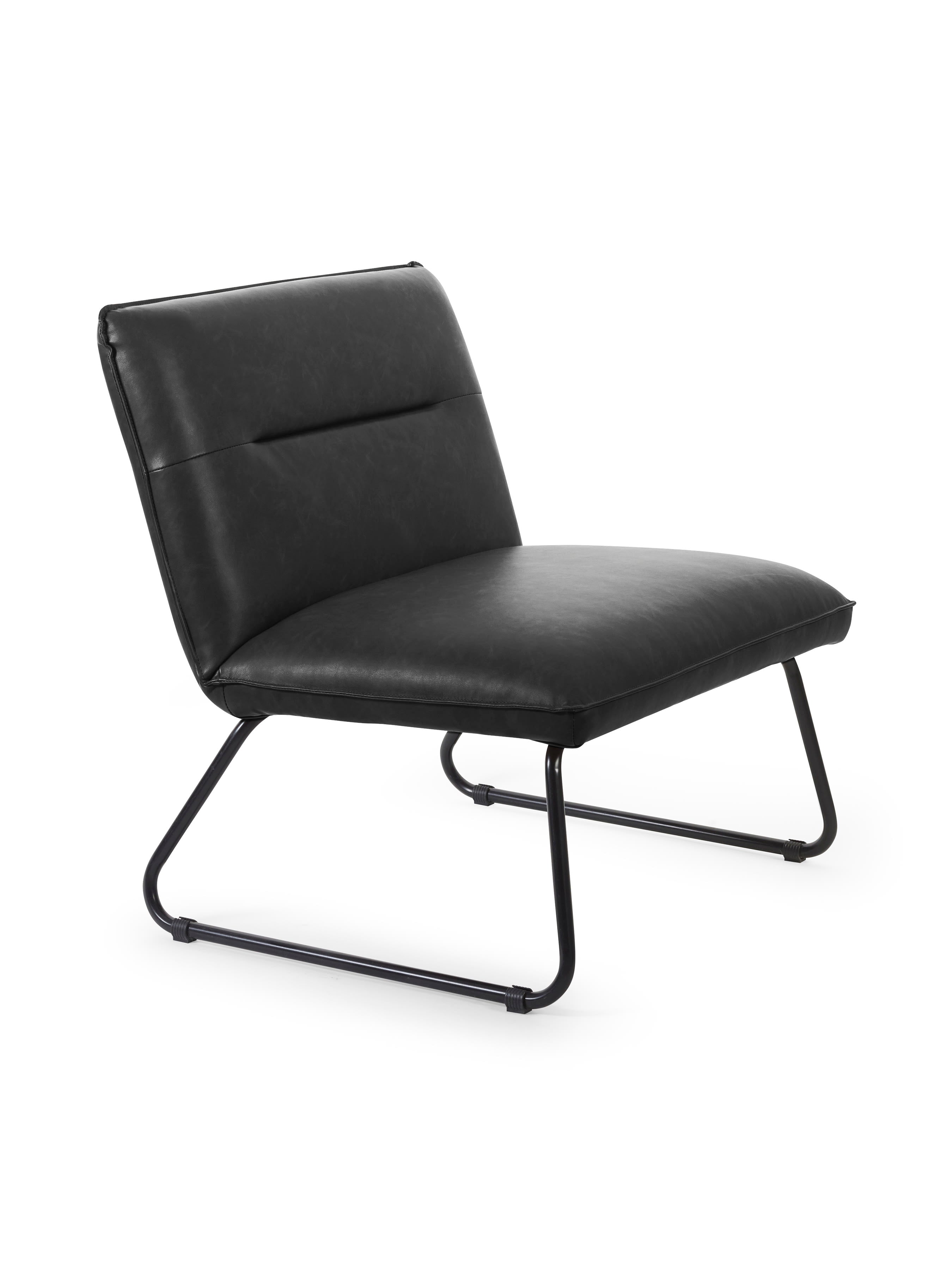 Saxon Black Faux Leather Lounge Chair