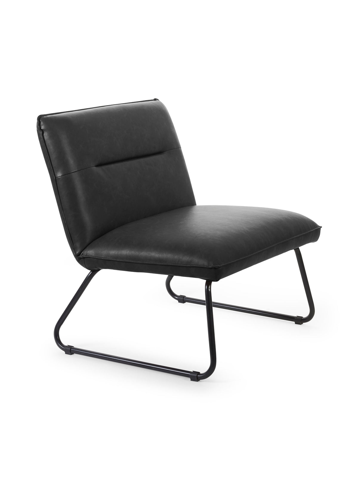 Saxon Black Faux Leather Lounge Chair