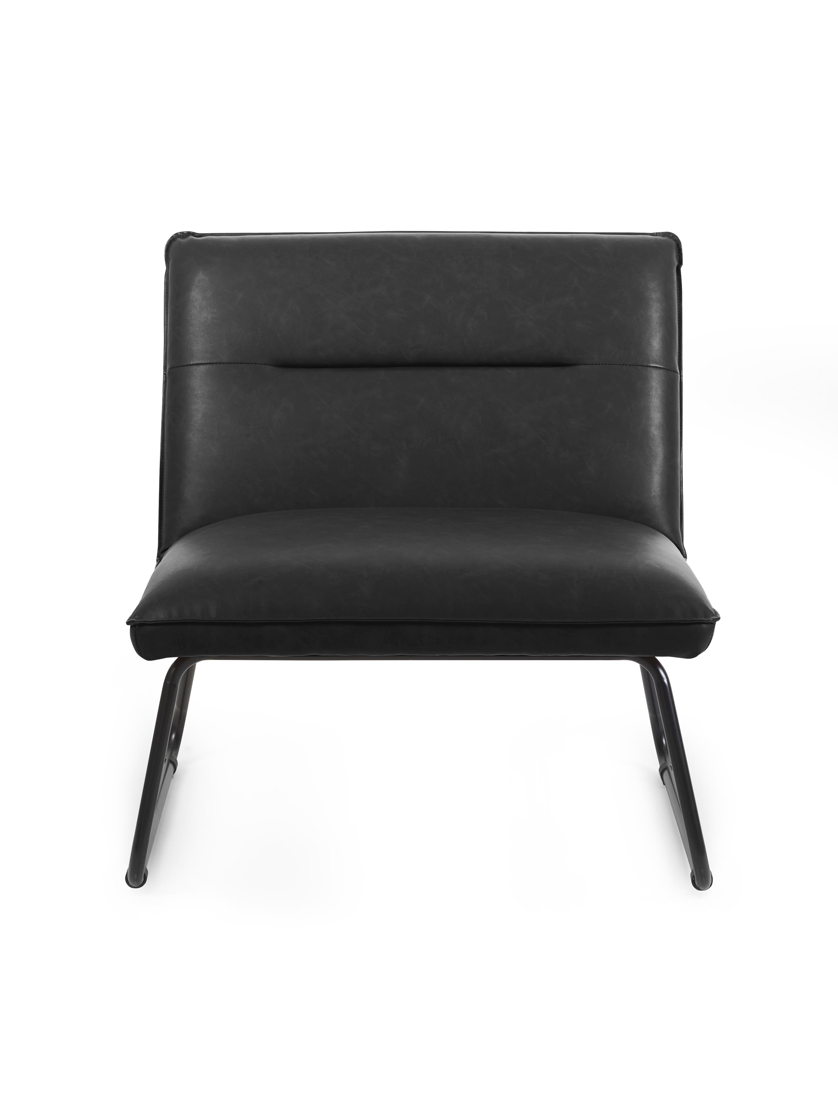 Saxon Black Faux Leather Lounge Chair
