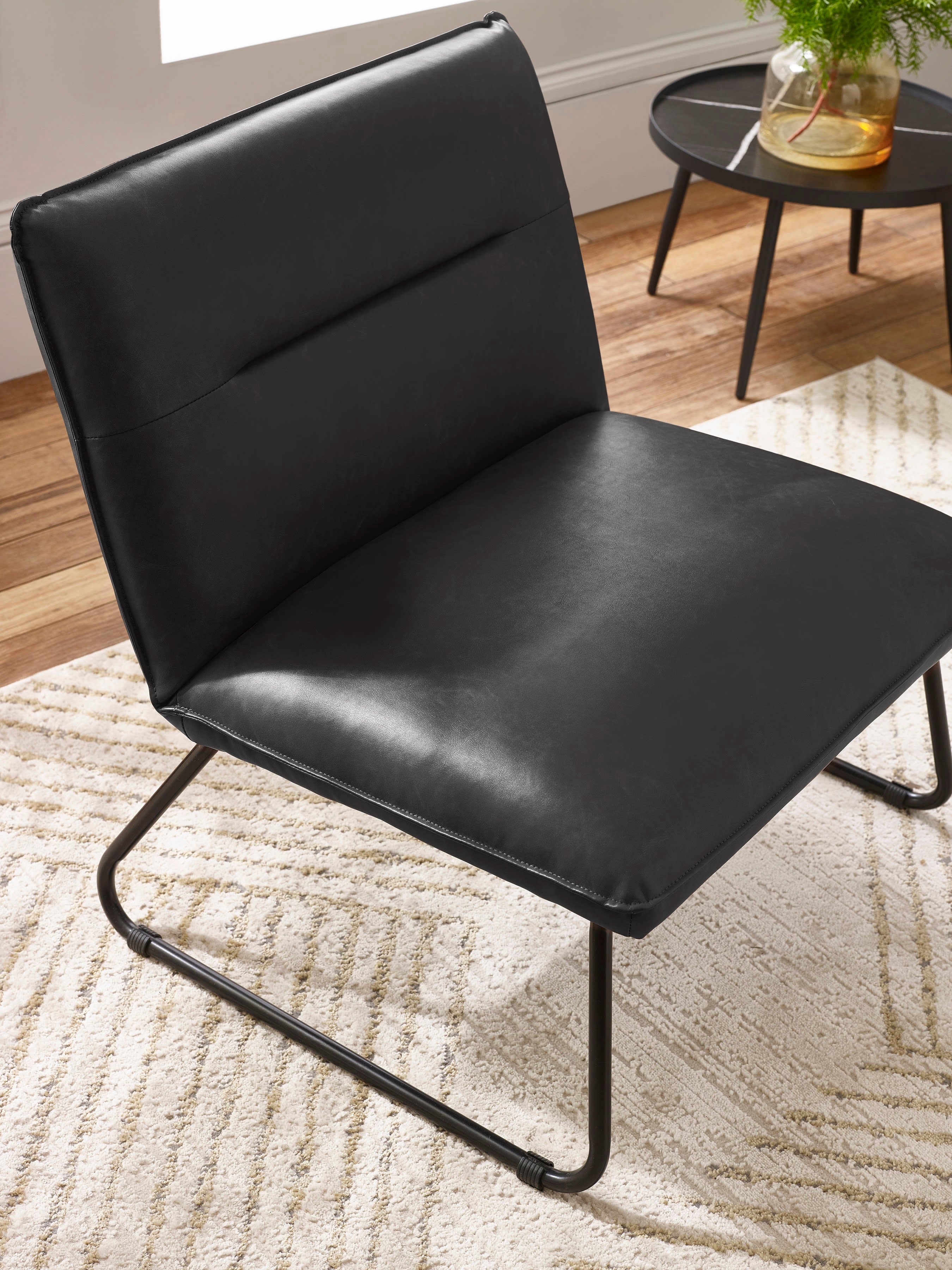 Saxon Black Faux Leather Lounge Chair