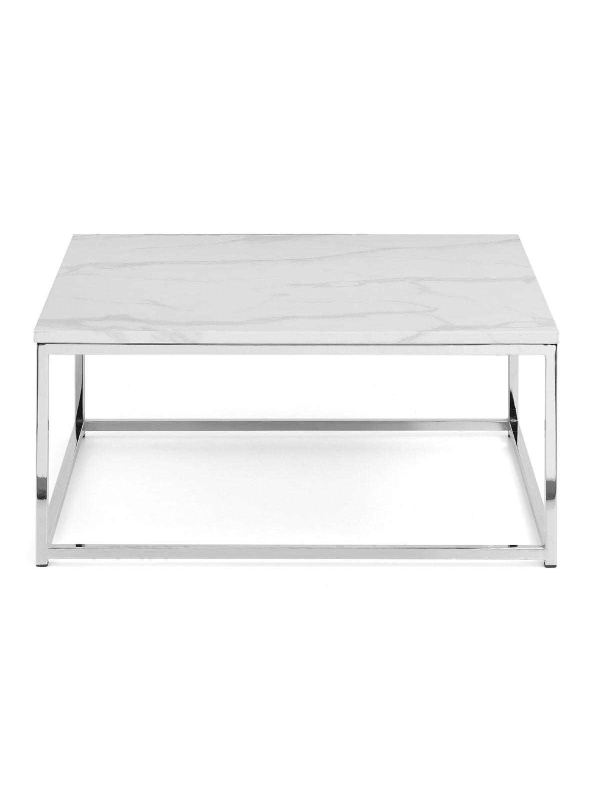 Scala Marble Top Coffee Table - Chrome & White Marble