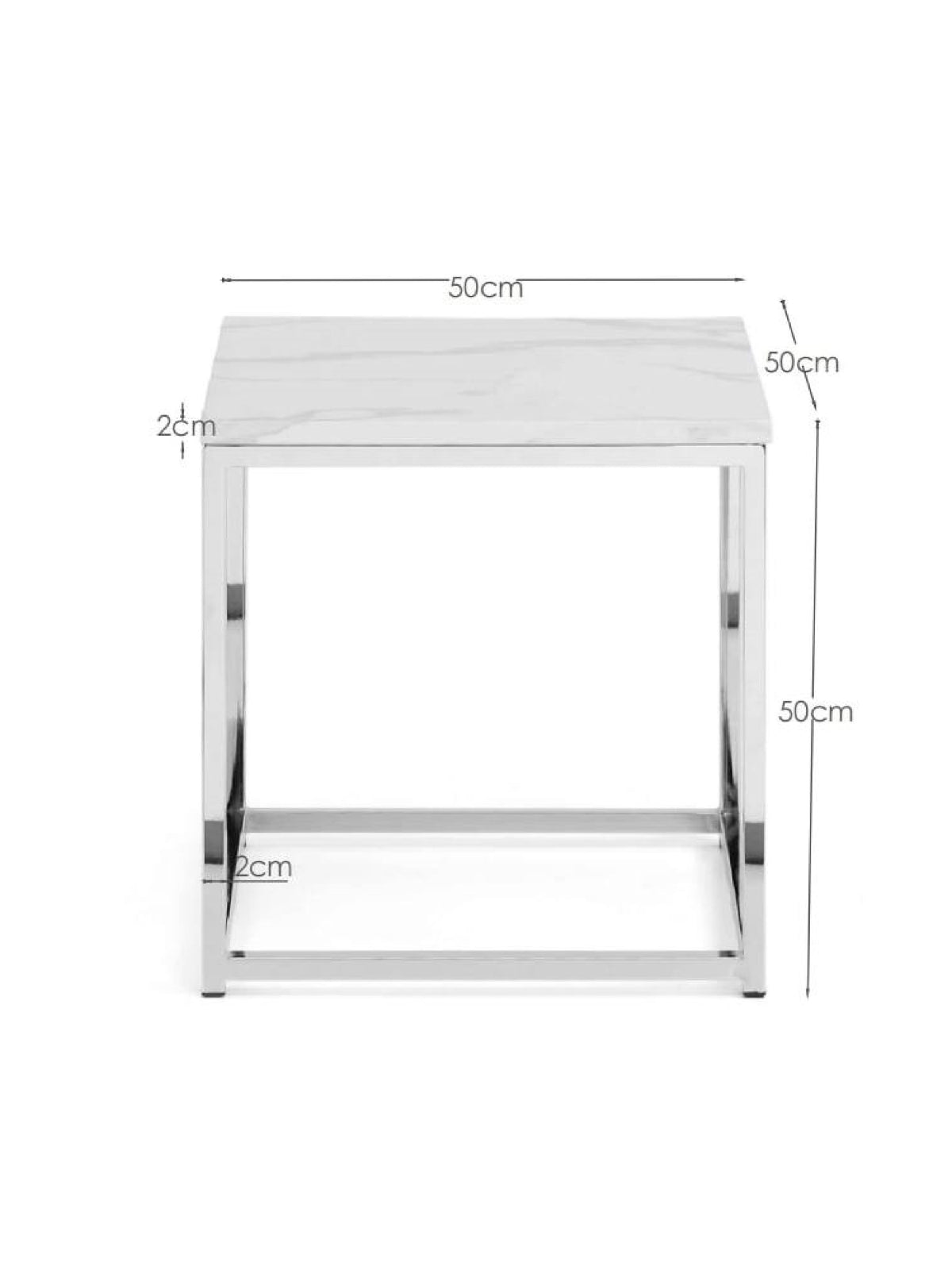 Scala Marble Top Lamp Table - Chrome & White Marble