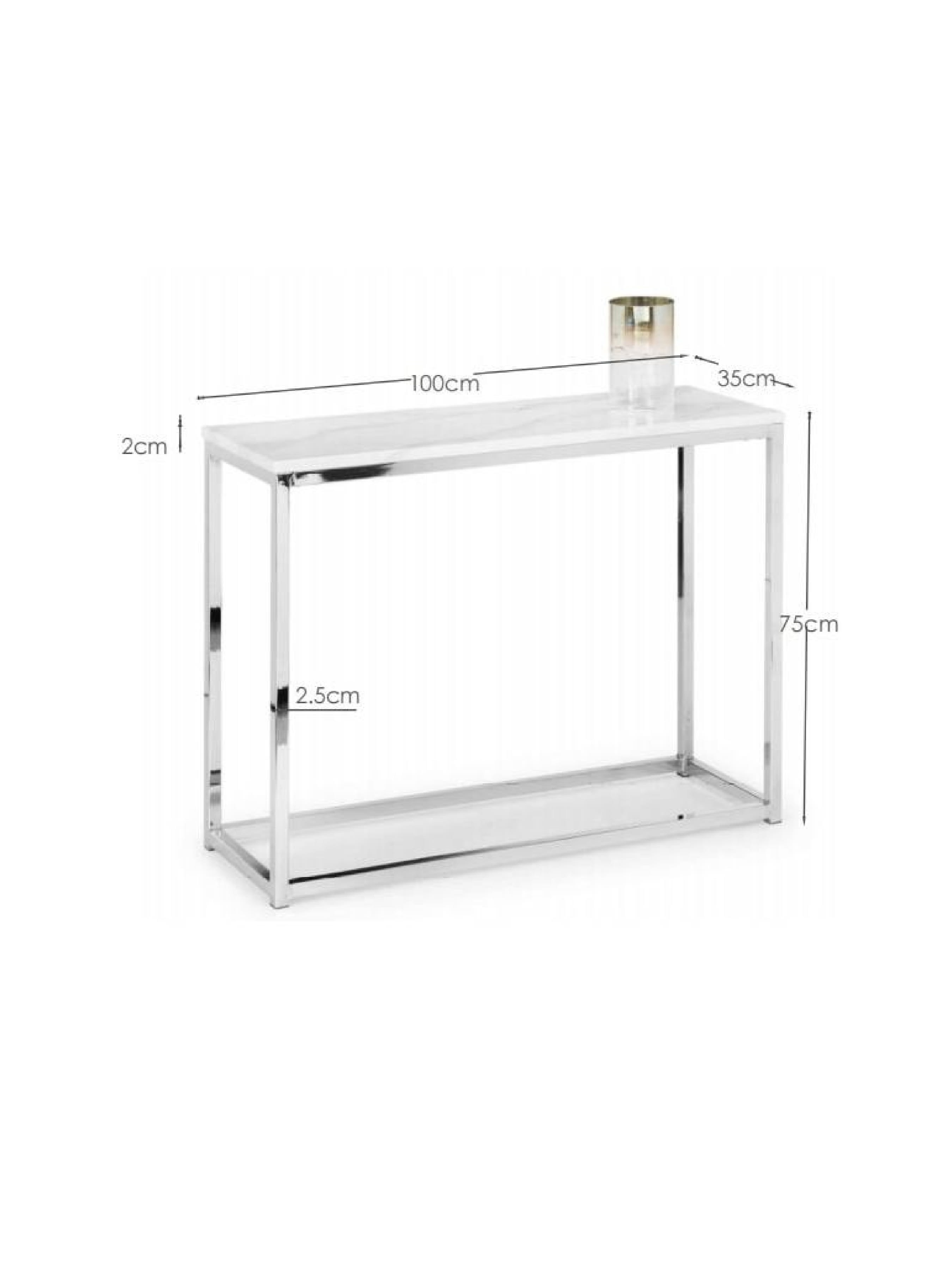 Scala White Marble Console Table – Silver