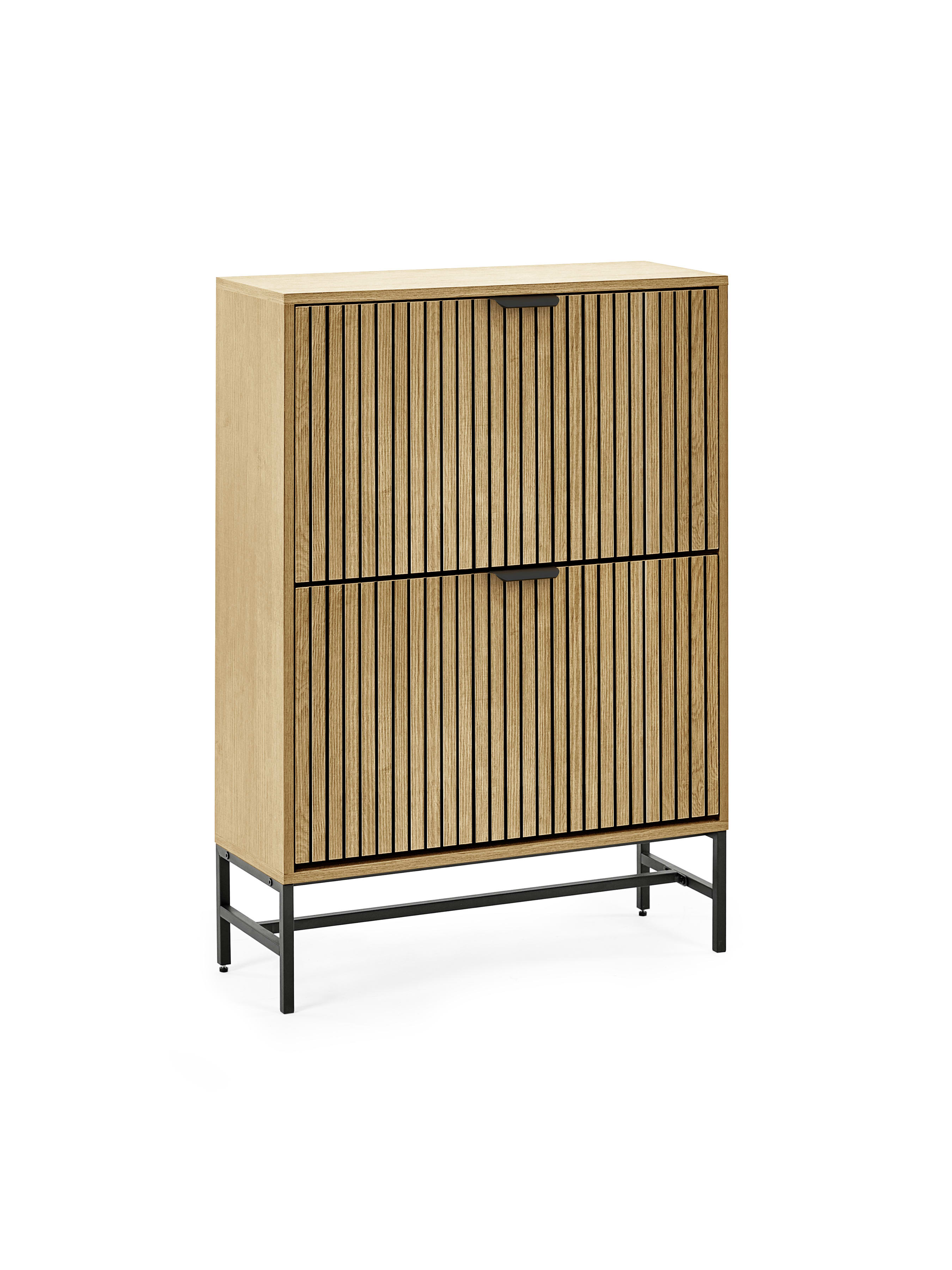 Sia Oak Effect 2 Door Shoe Storage Cabinet – Natural Oak Effect