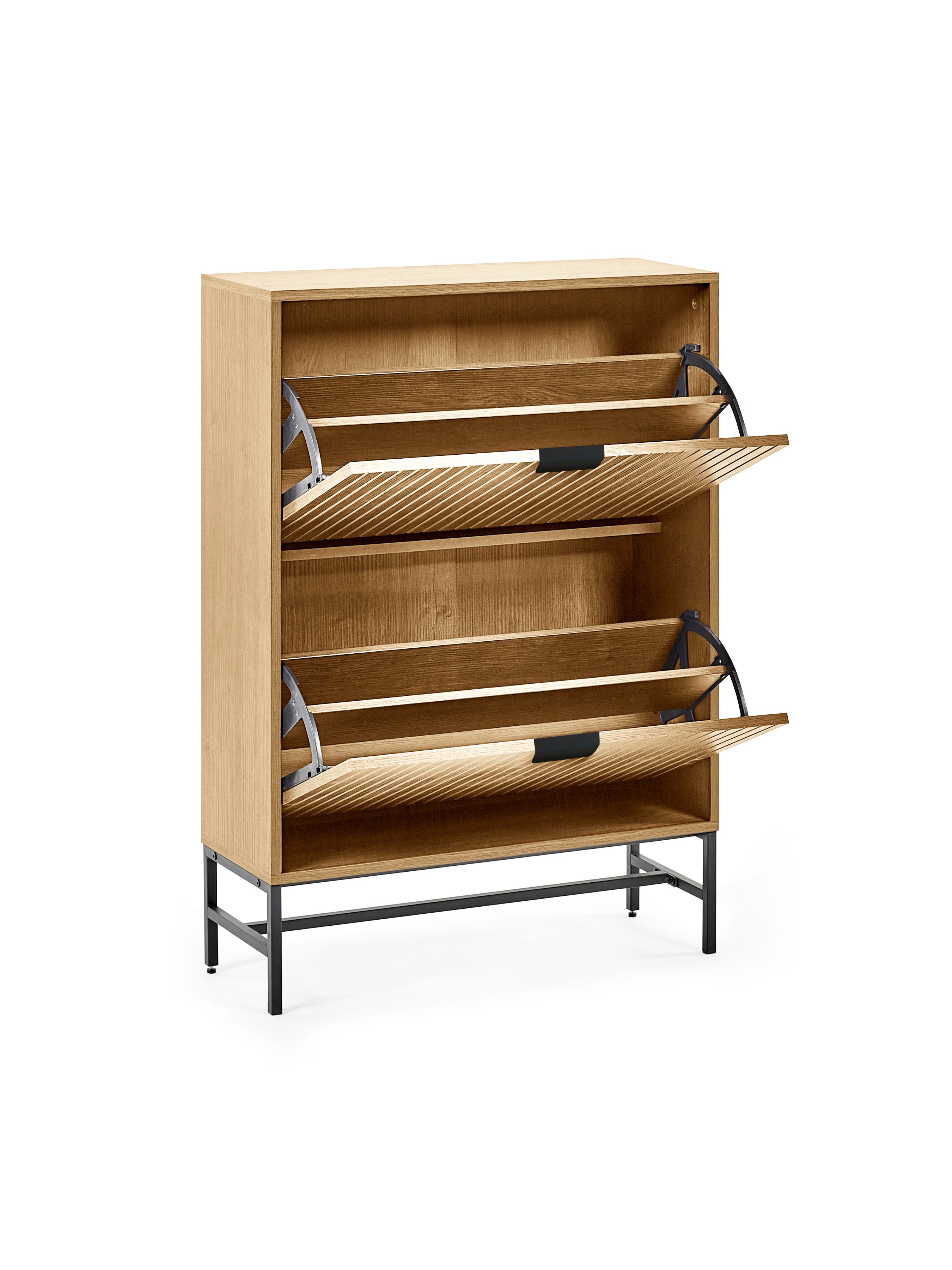 Sia Oak Effect 2 Door Shoe Storage Cabinet – Natural Oak Effect