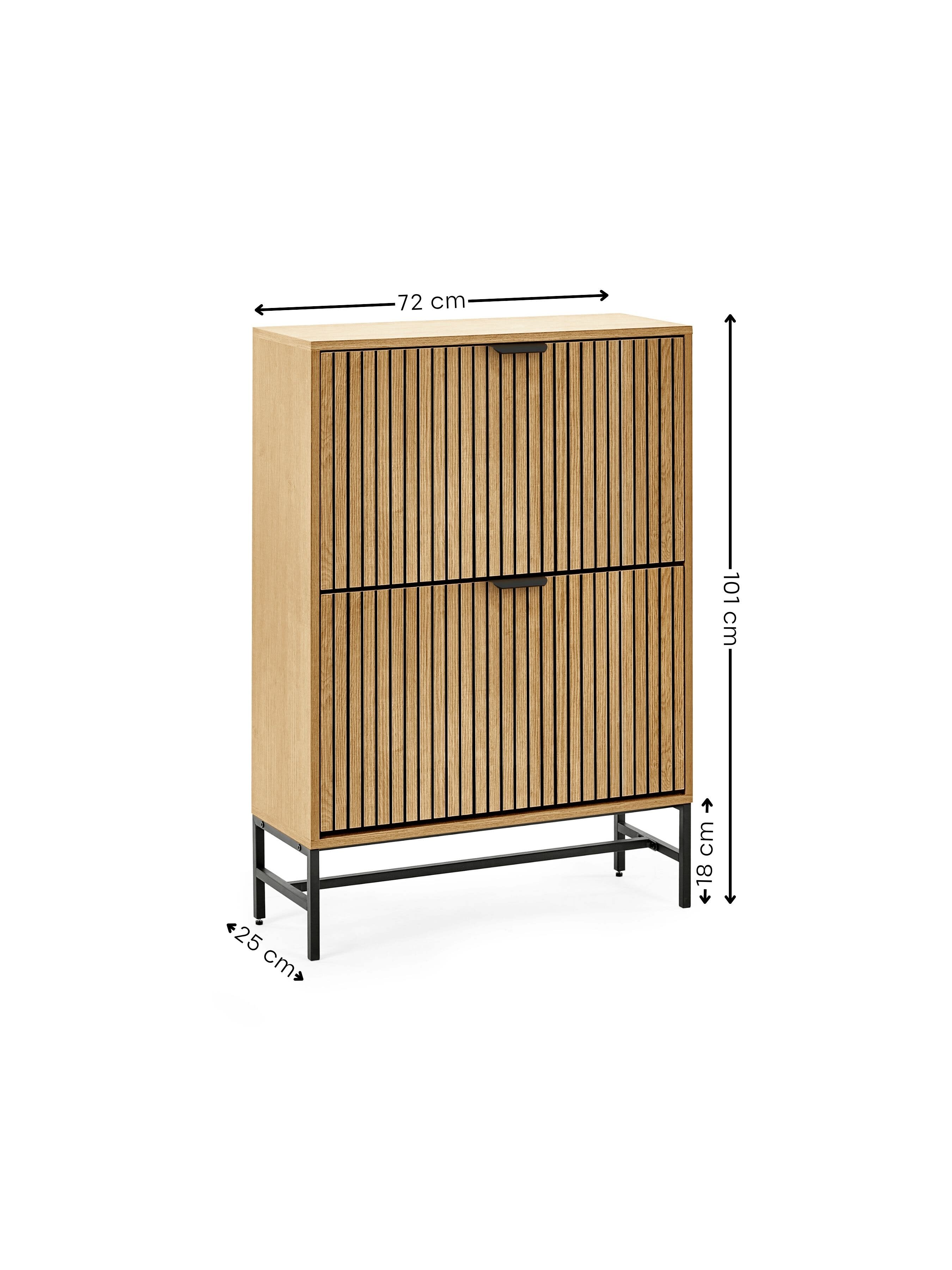 Sia Oak Effect 2 Door Shoe Storage Cabinet – Natural Oak Effect