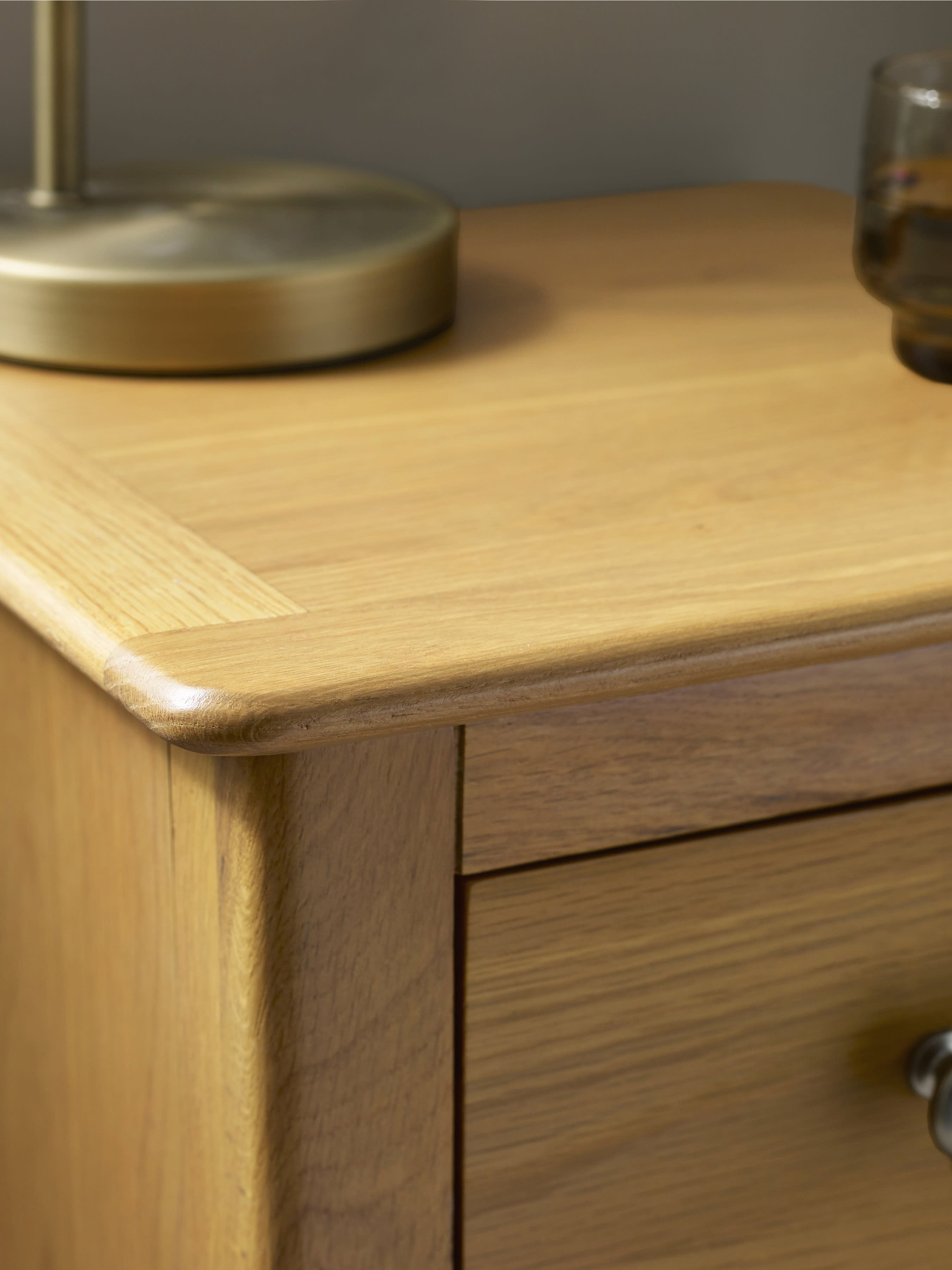 Somerset Oak Compact 1 Drawer Bedside Table with Shelf – Light Oak