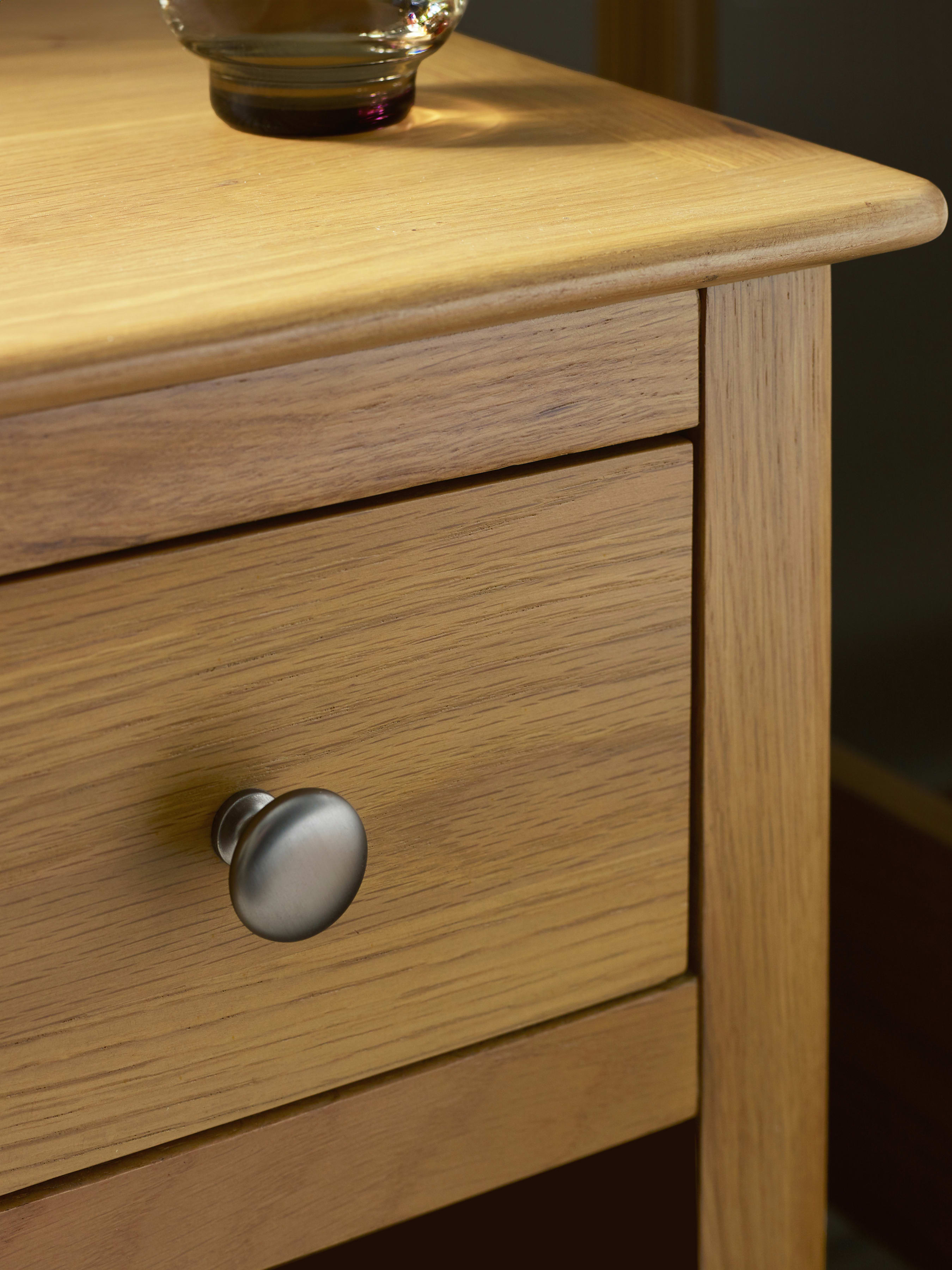 Somerset Oak Compact 1 Drawer Bedside Table with Shelf – Light Oak