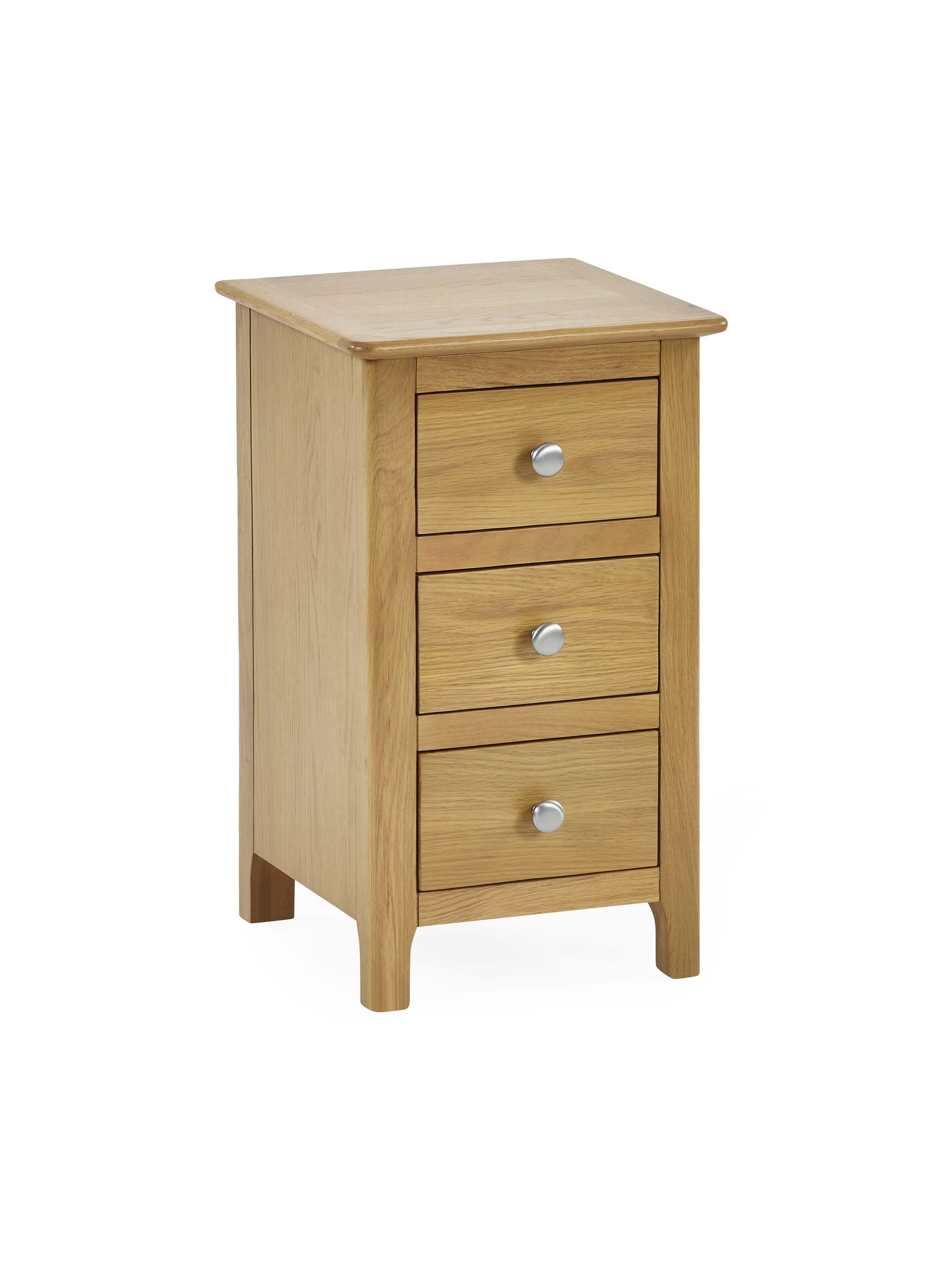 Somerset Oak Compact 3 Drawer Bedside Table – Light Oak