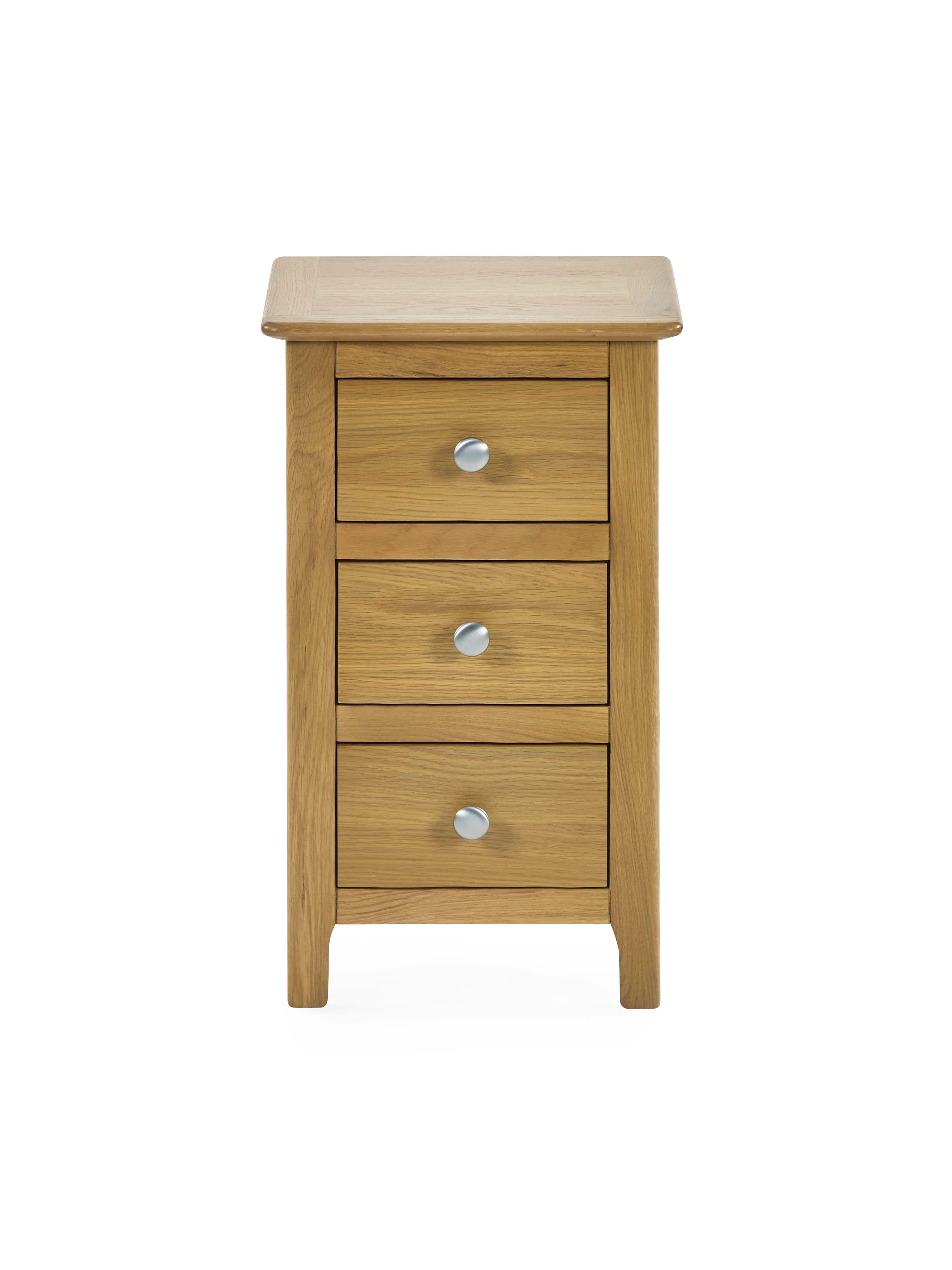 Somerset Oak Compact 3 Drawer Bedside Table – Light Oak