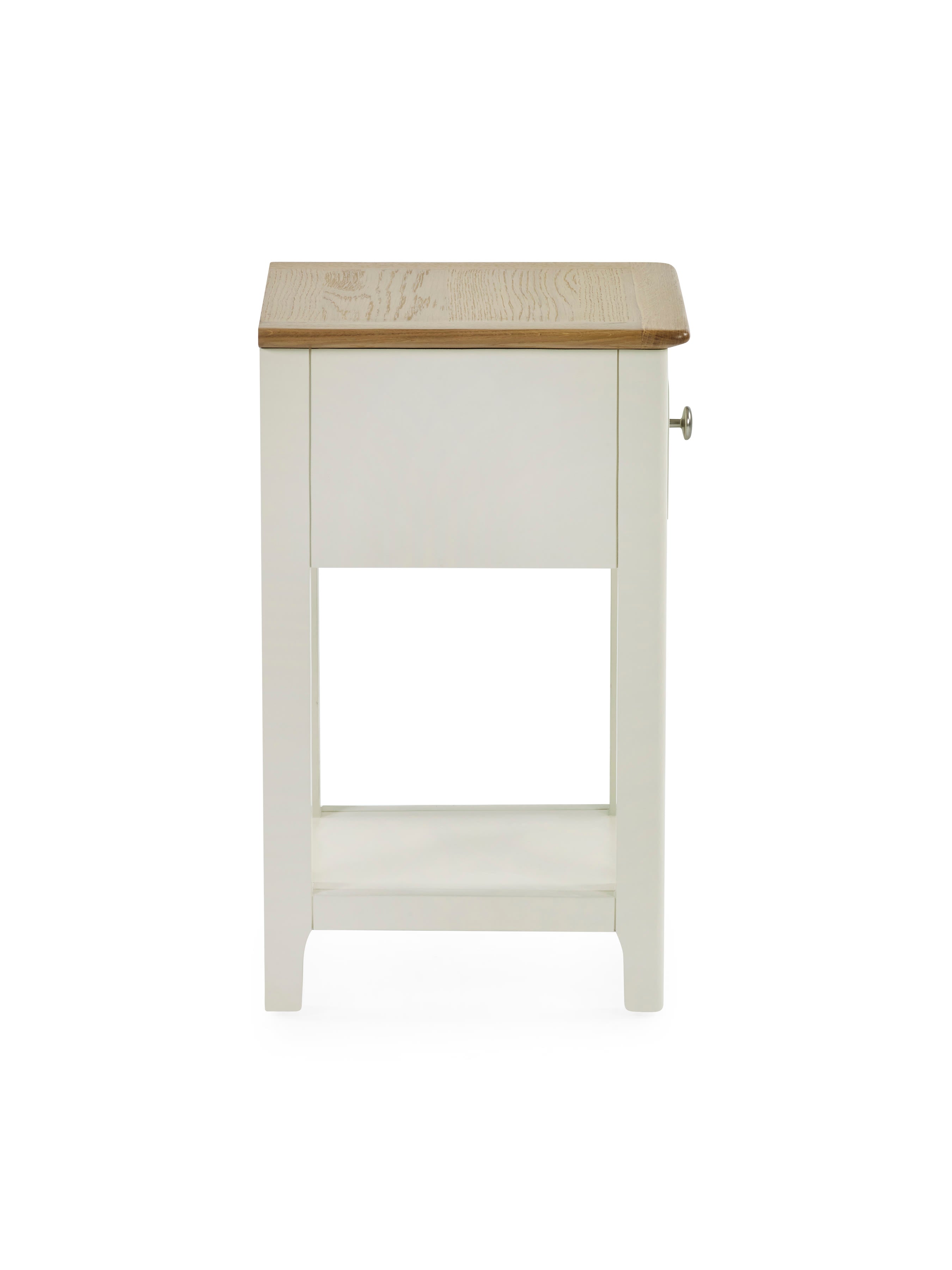 Somerset White and Oak Compact 1 Drawer Bedside Table with Shelf