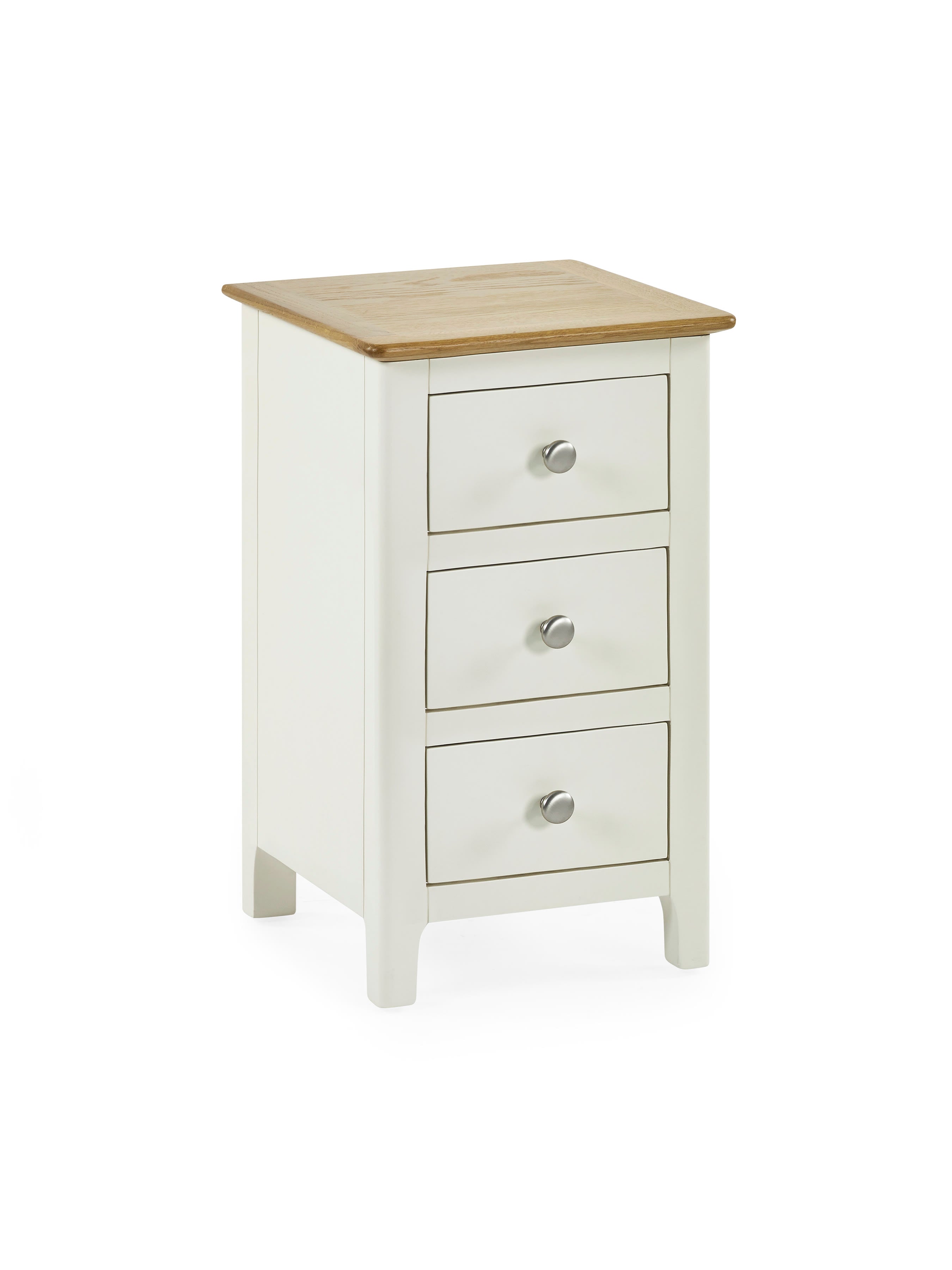 Somerset White and Oak Compact 3 Drawer Bedside Table