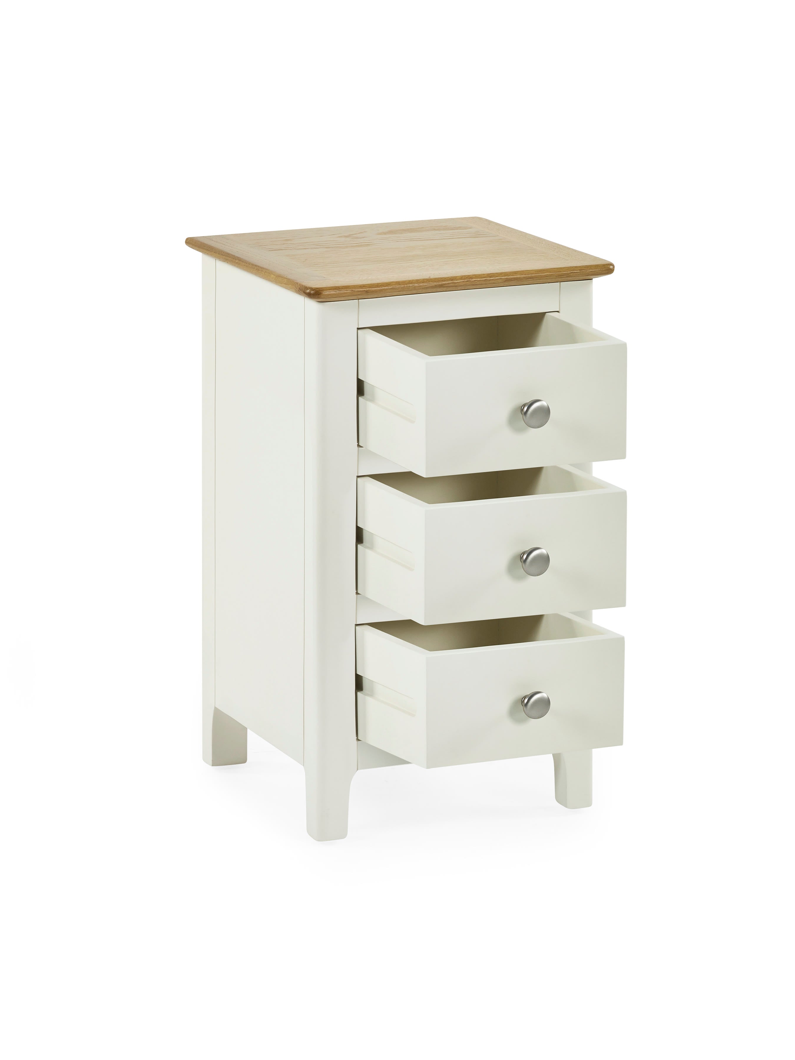Somerset White and Oak Compact 3 Drawer Bedside Table