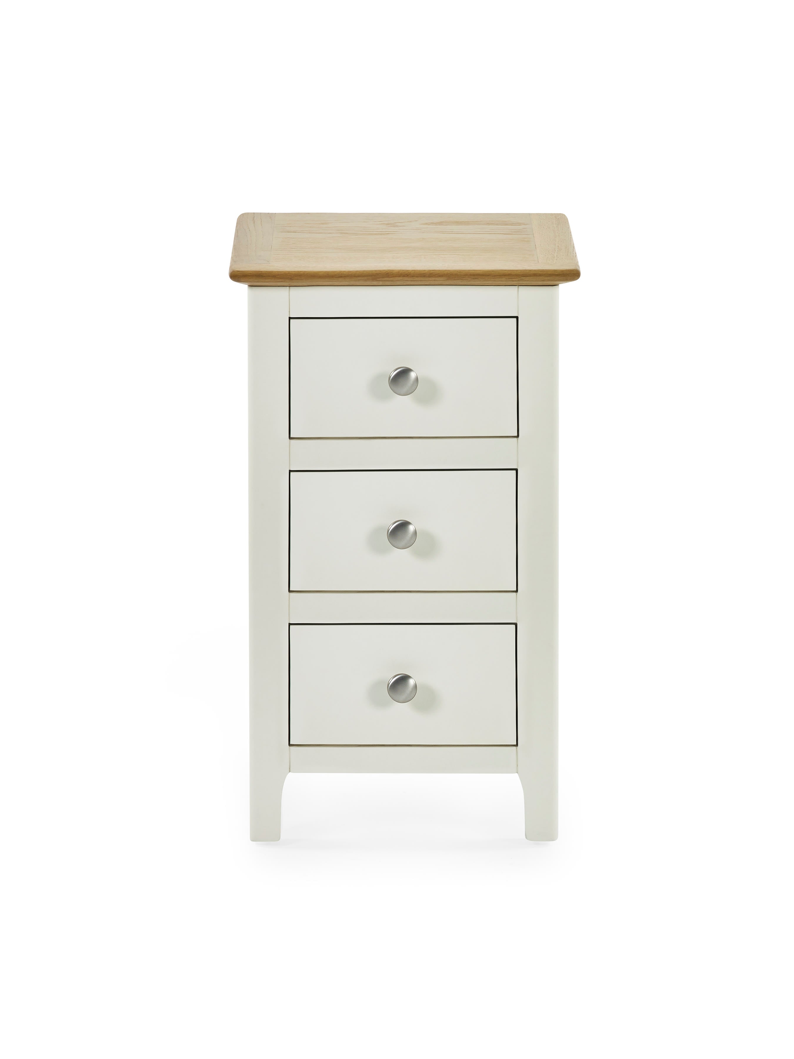 Somerset White and Oak Compact 3 Drawer Bedside Table