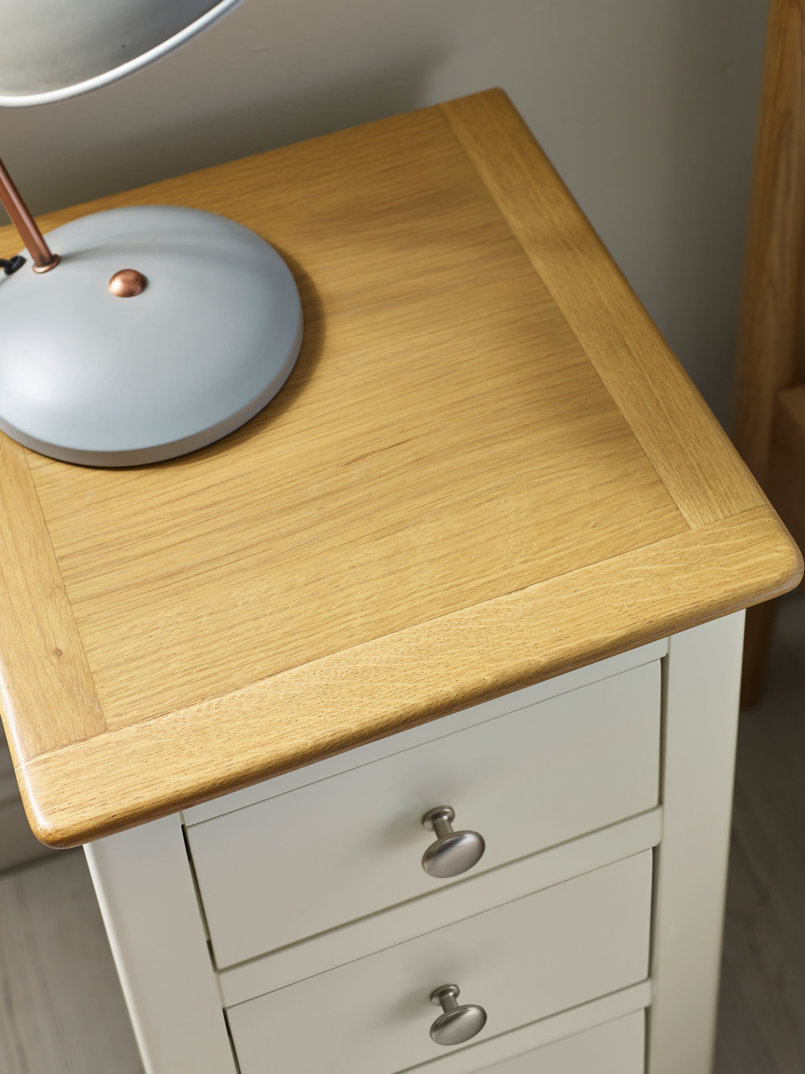 Somerset White and Oak Compact 3 Drawer Bedside Table