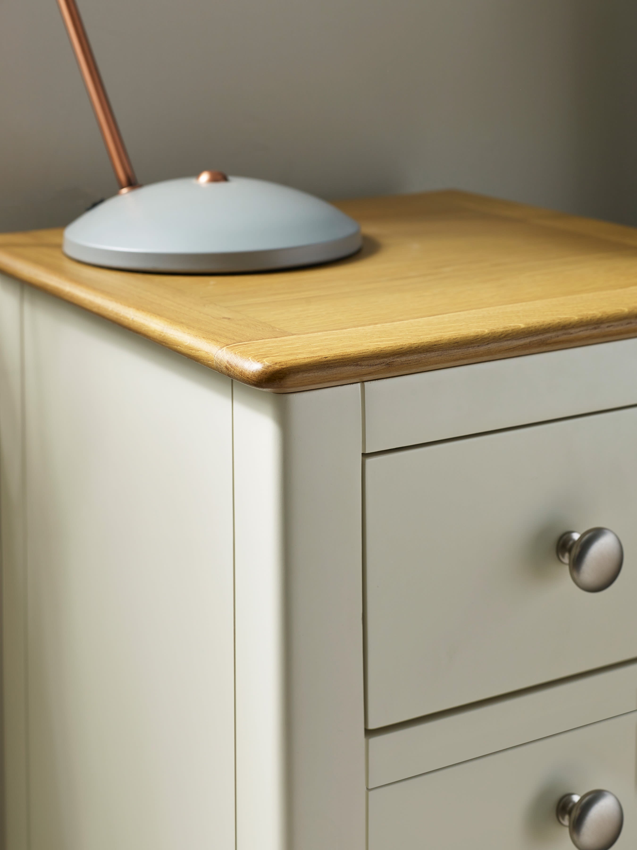 Somerset White and Oak Compact 3 Drawer Bedside Table