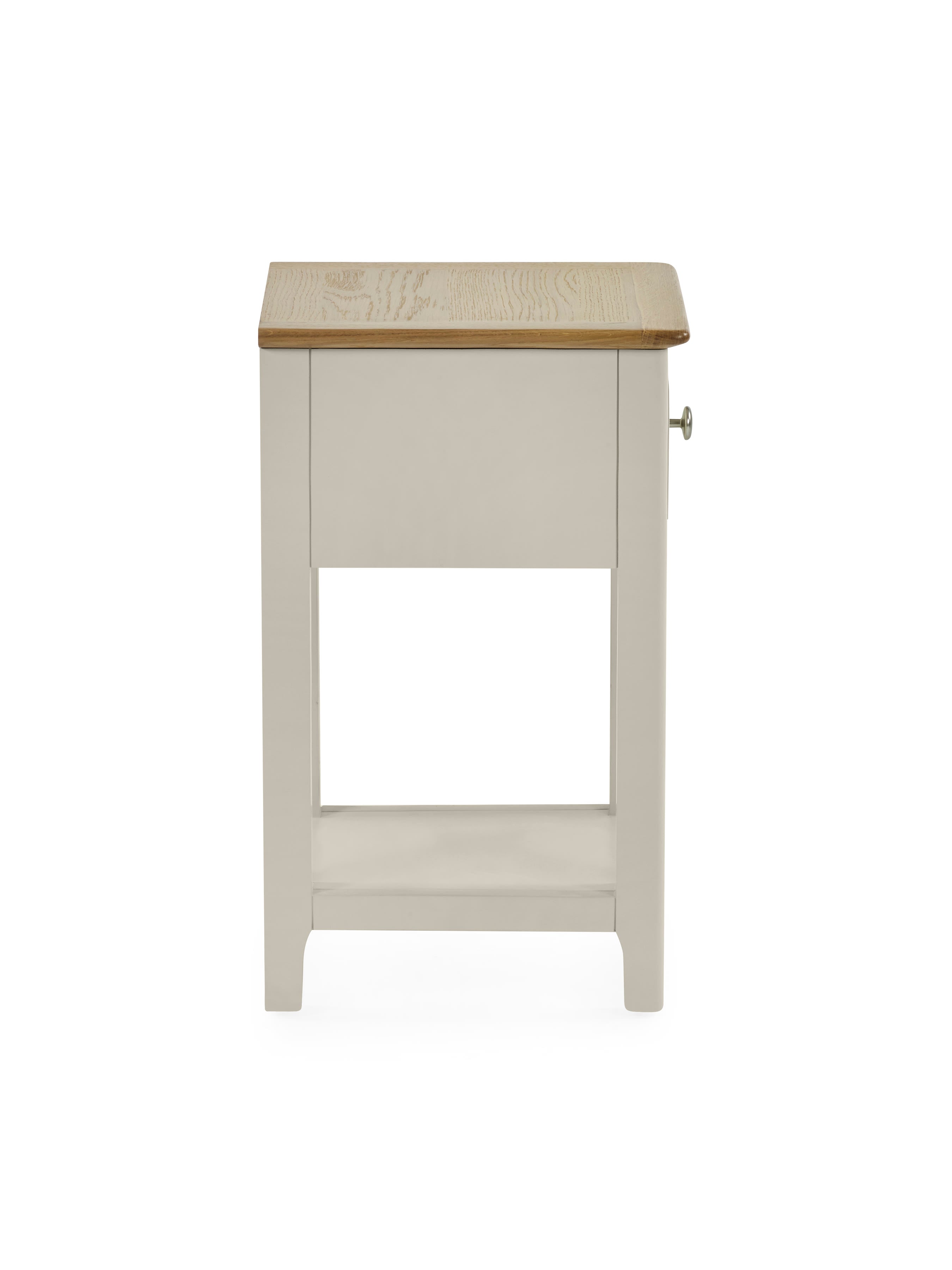 Somerset Truffle Grey and Oak Compact 1 Drawer Bedside Table with Shelf – Oak and Truffle