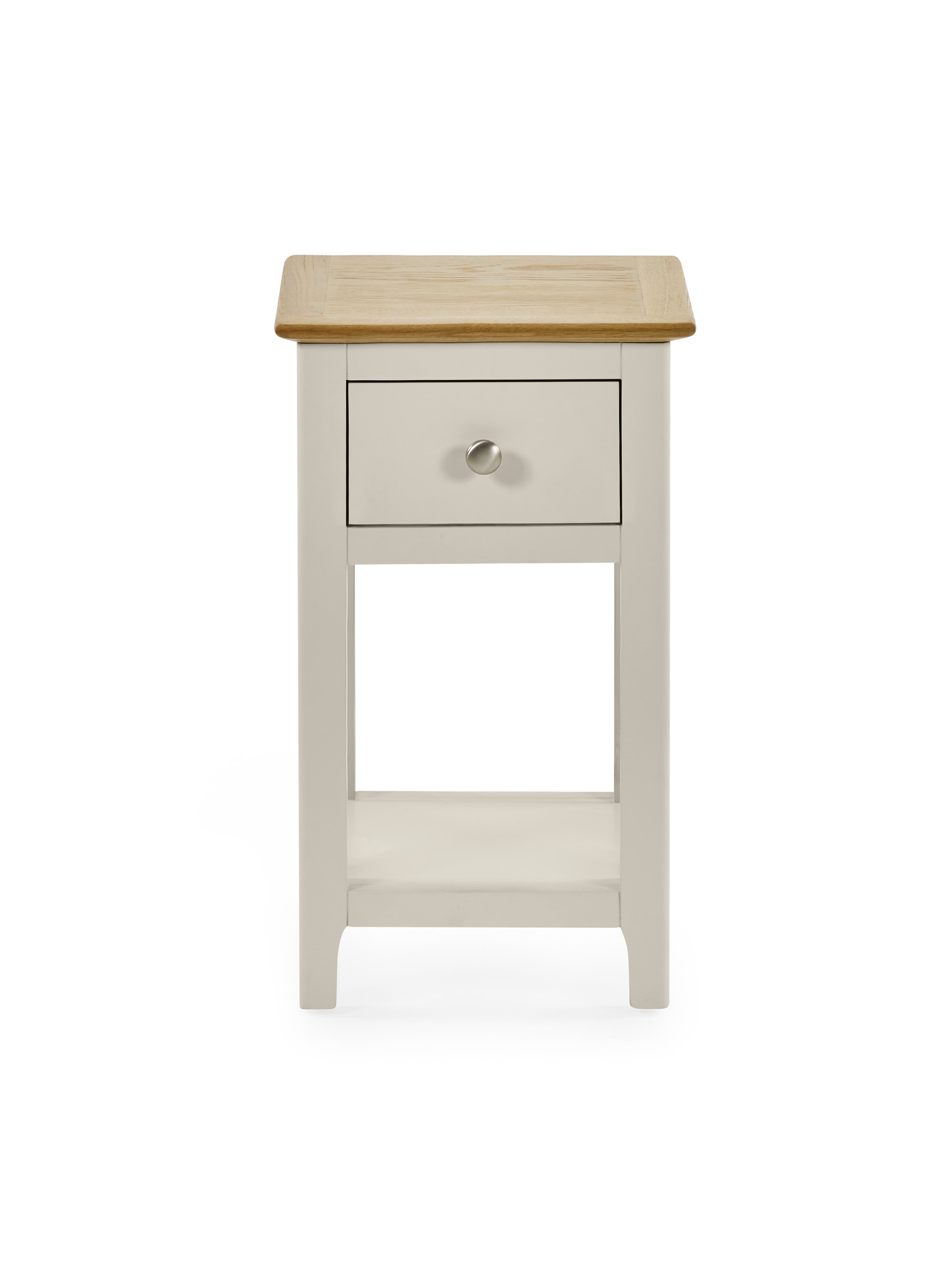 Somerset Truffle Grey and Oak Compact 1 Drawer Bedside Table with Shelf – Oak and Truffle