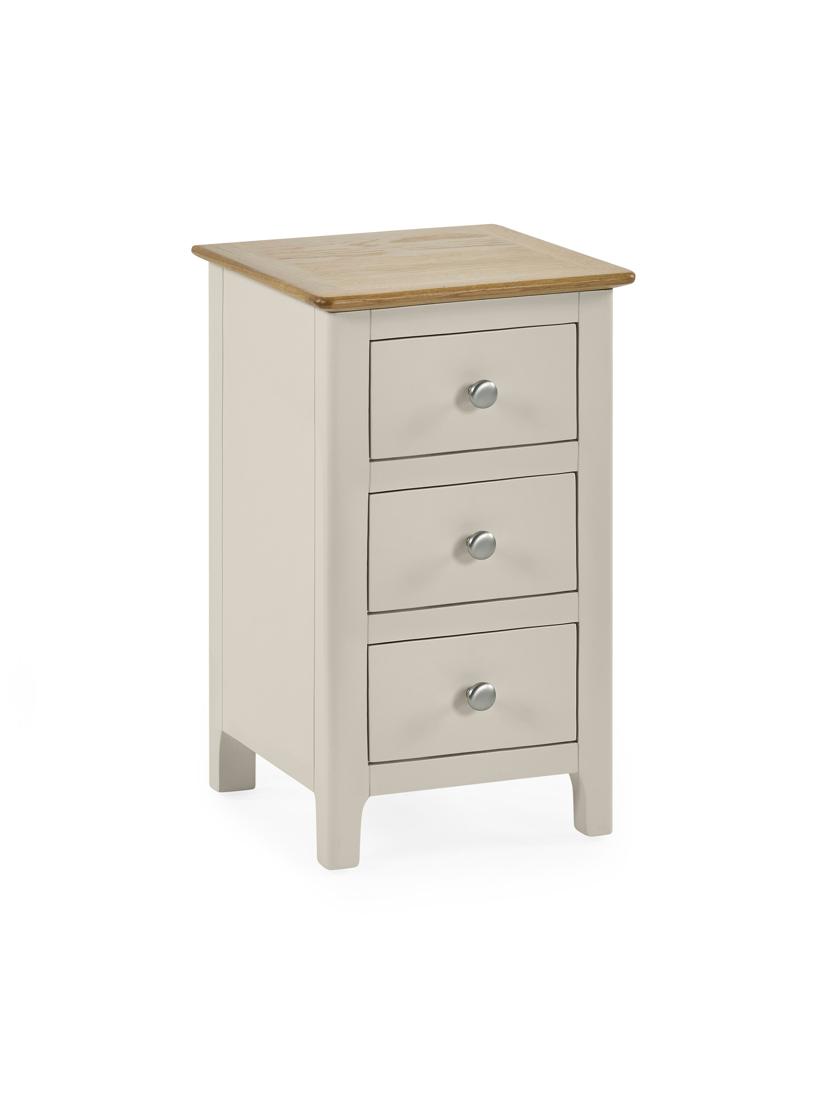 Somerset Truffle Grey and Oak Compact 3 Drawer Bedside Table – Oak and Truffle