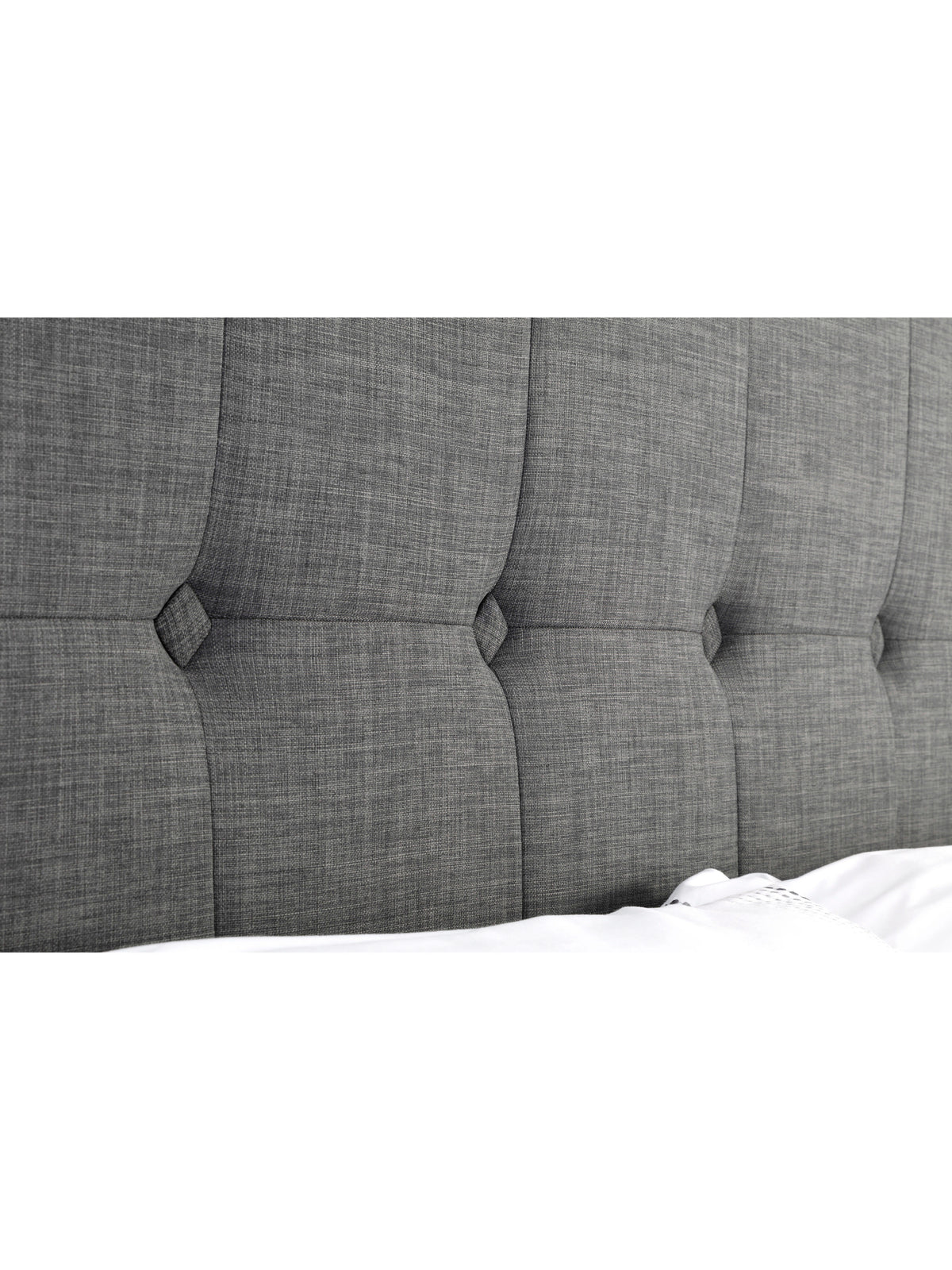 Sorrento High Headboard Fabric Bed - Slate Linen