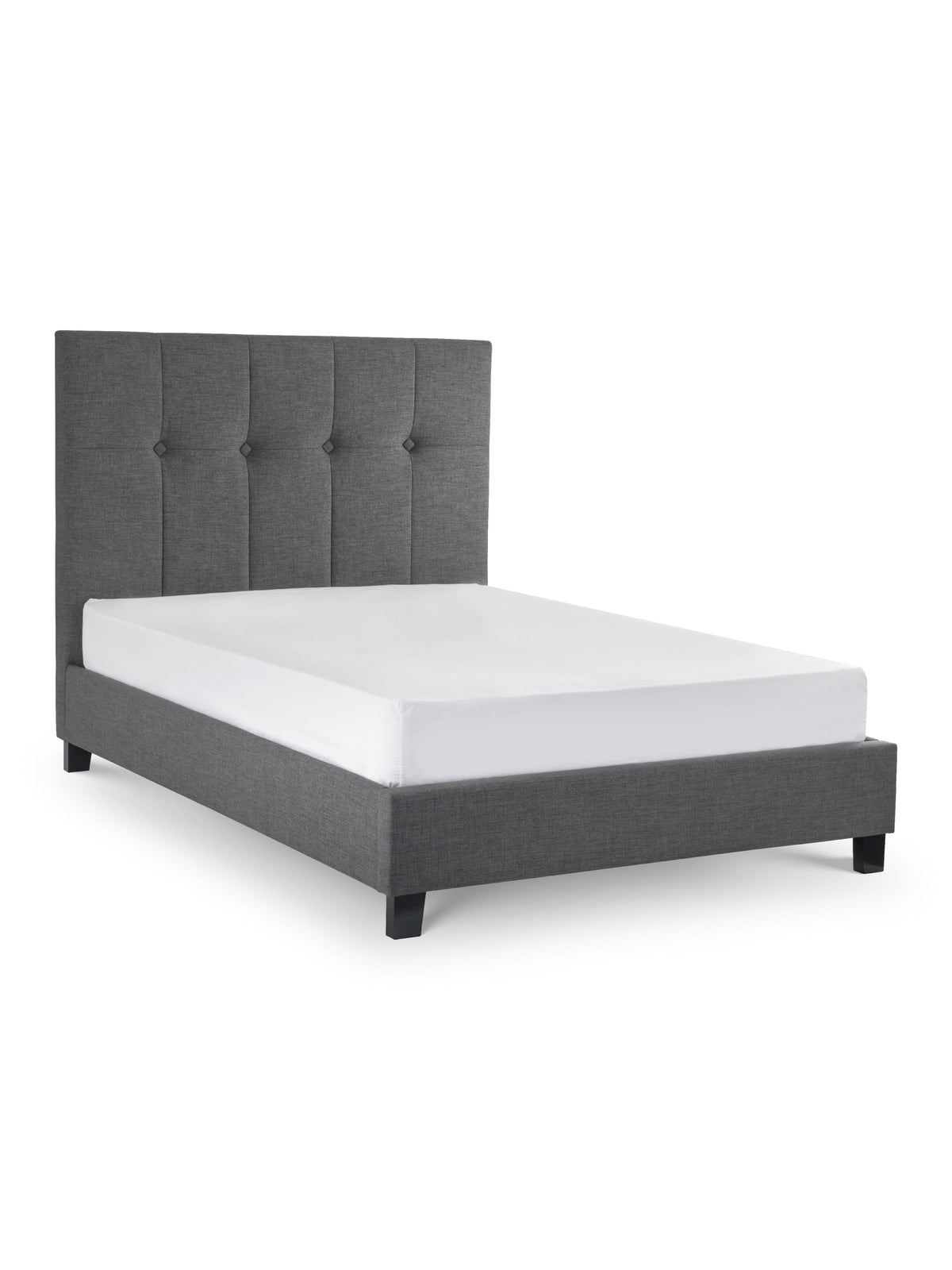 Sorrento High Headboard Fabric Bed - Slate Linen