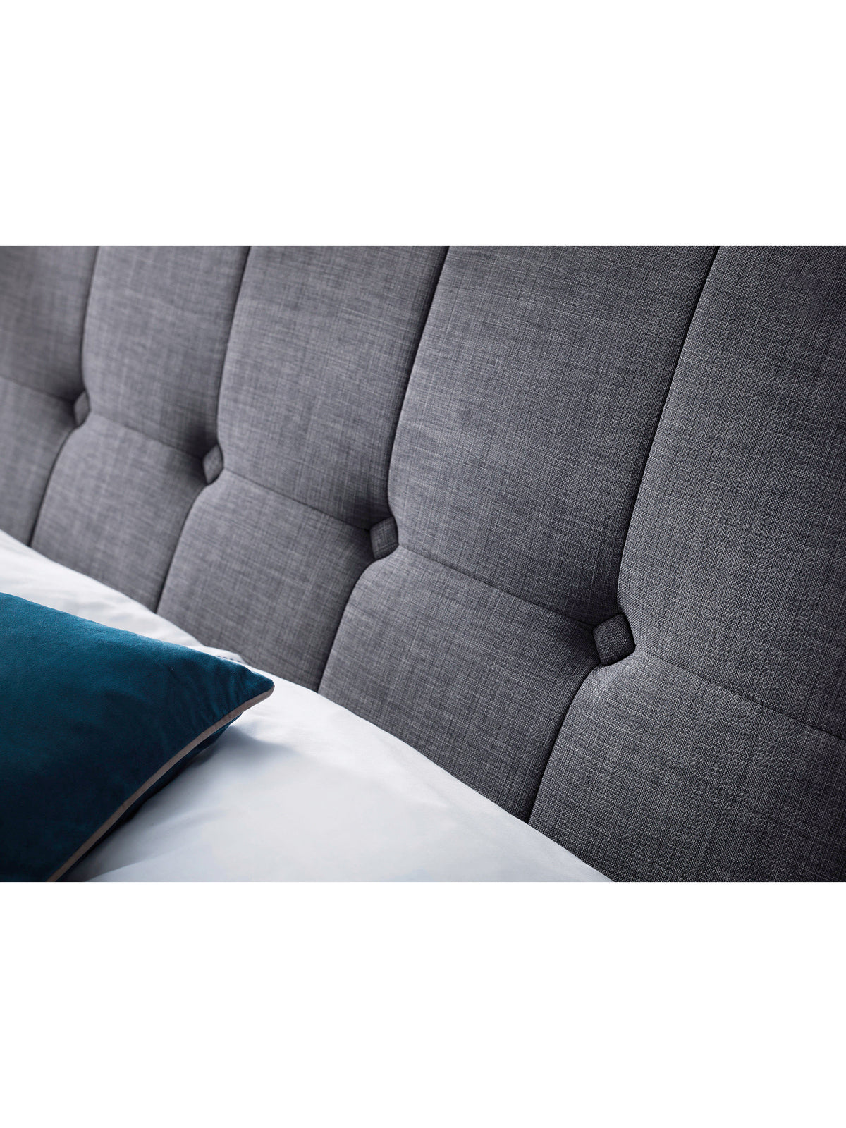 Sorrento High Headboard Fabric Bed - Slate Linen