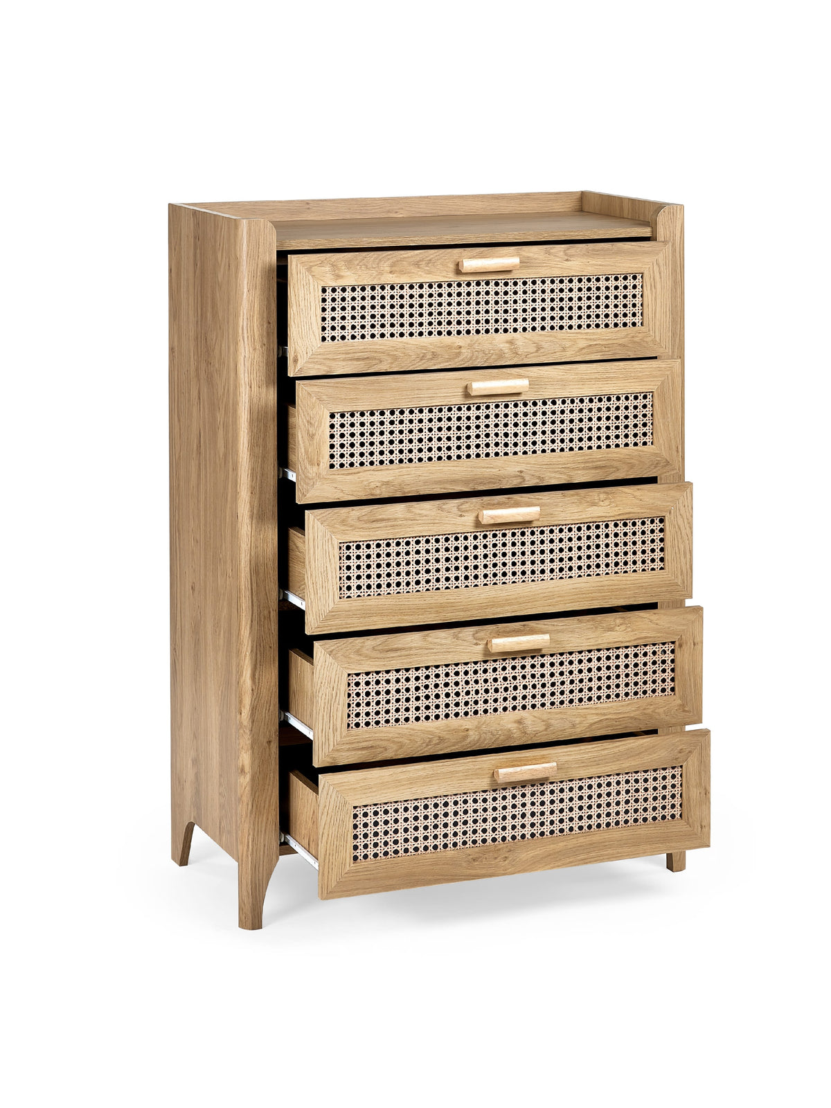 Sydney 5 Drawer Chest - Rattan Effect