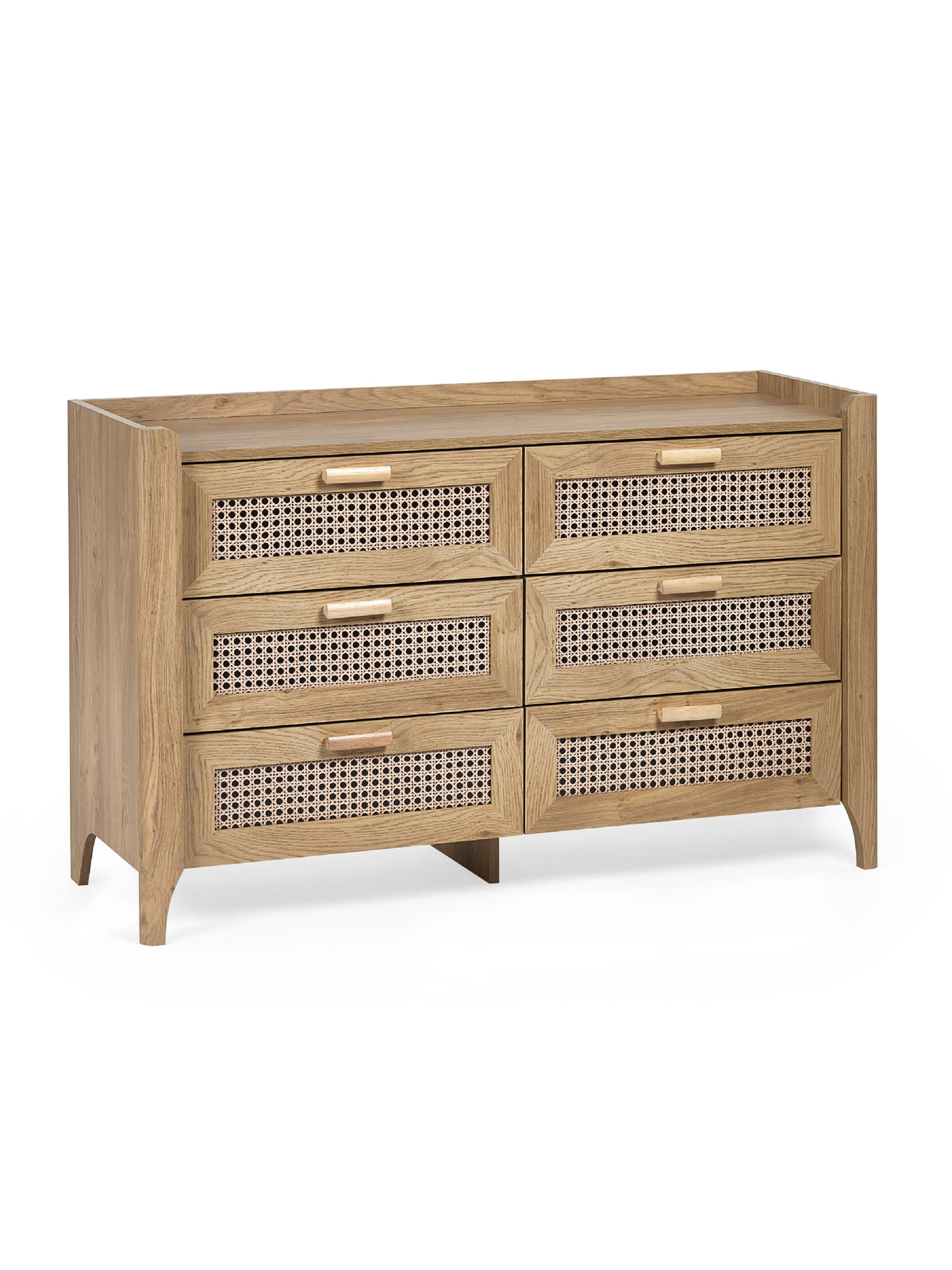 Sydney 6 Drawer Wide Chest - Rattan Effect
