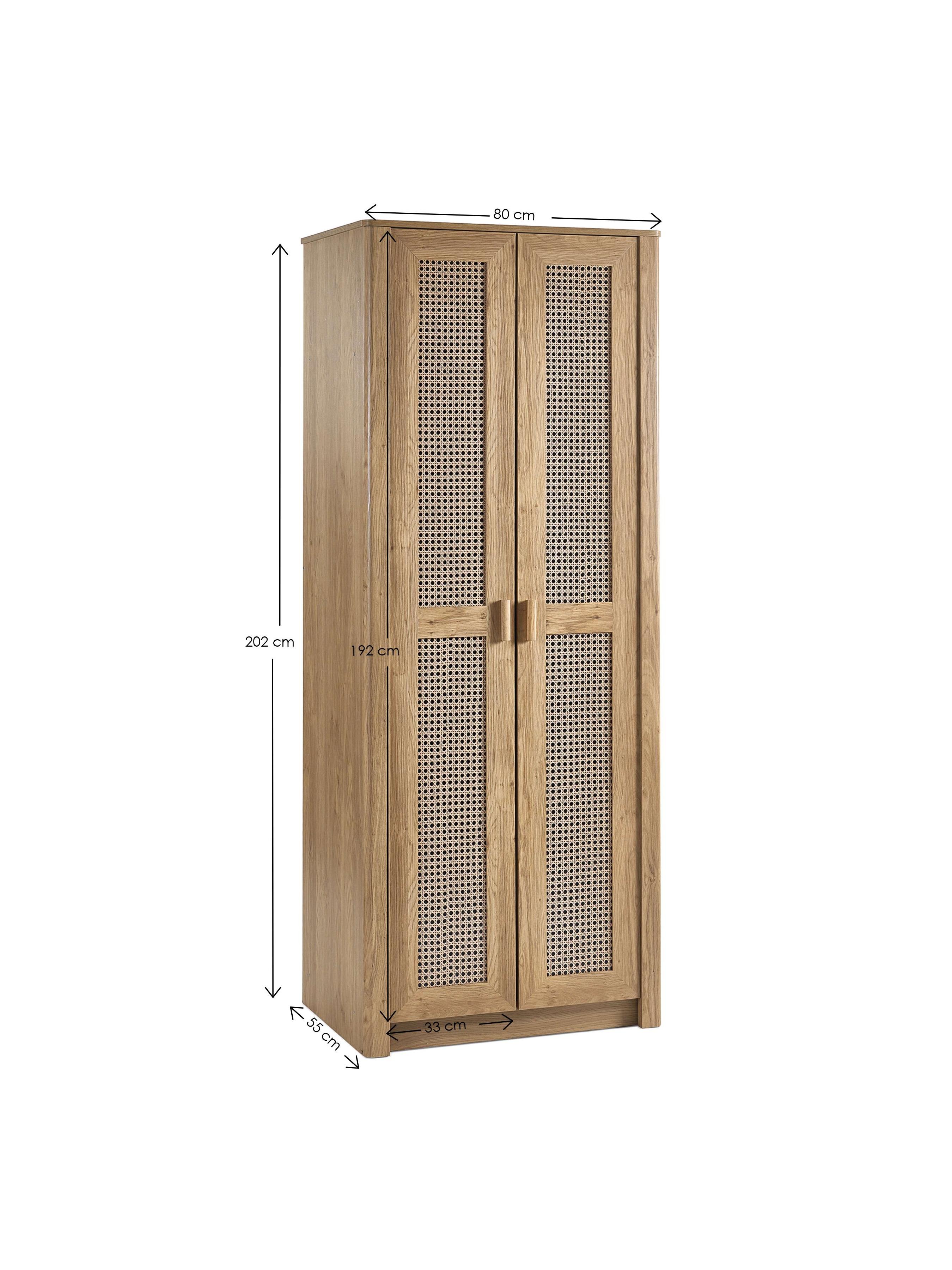 Sydney 2 Door Wardrobe - Rattan Effect