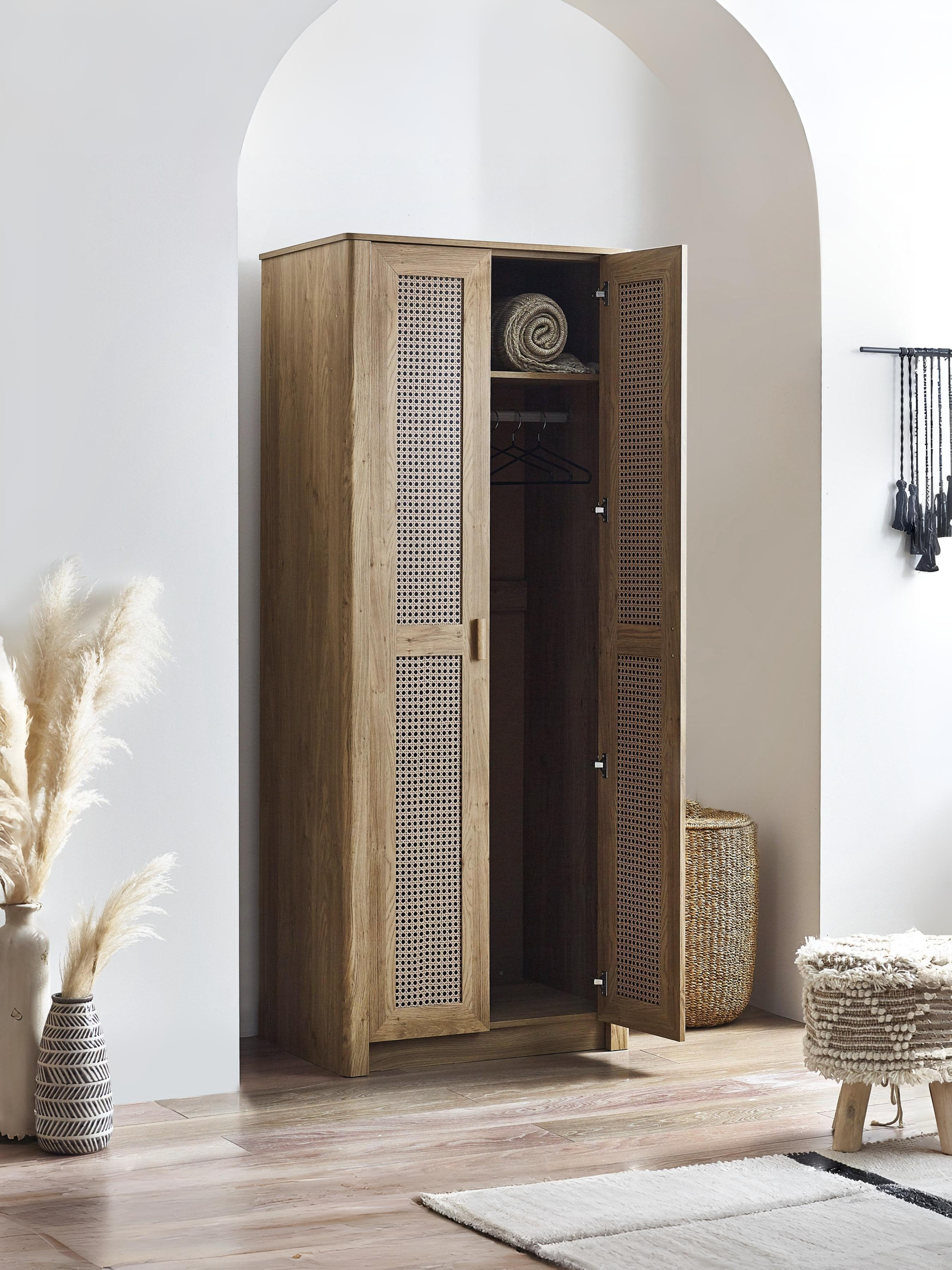 Sydney 2 Door Wardrobe - Rattan Effect