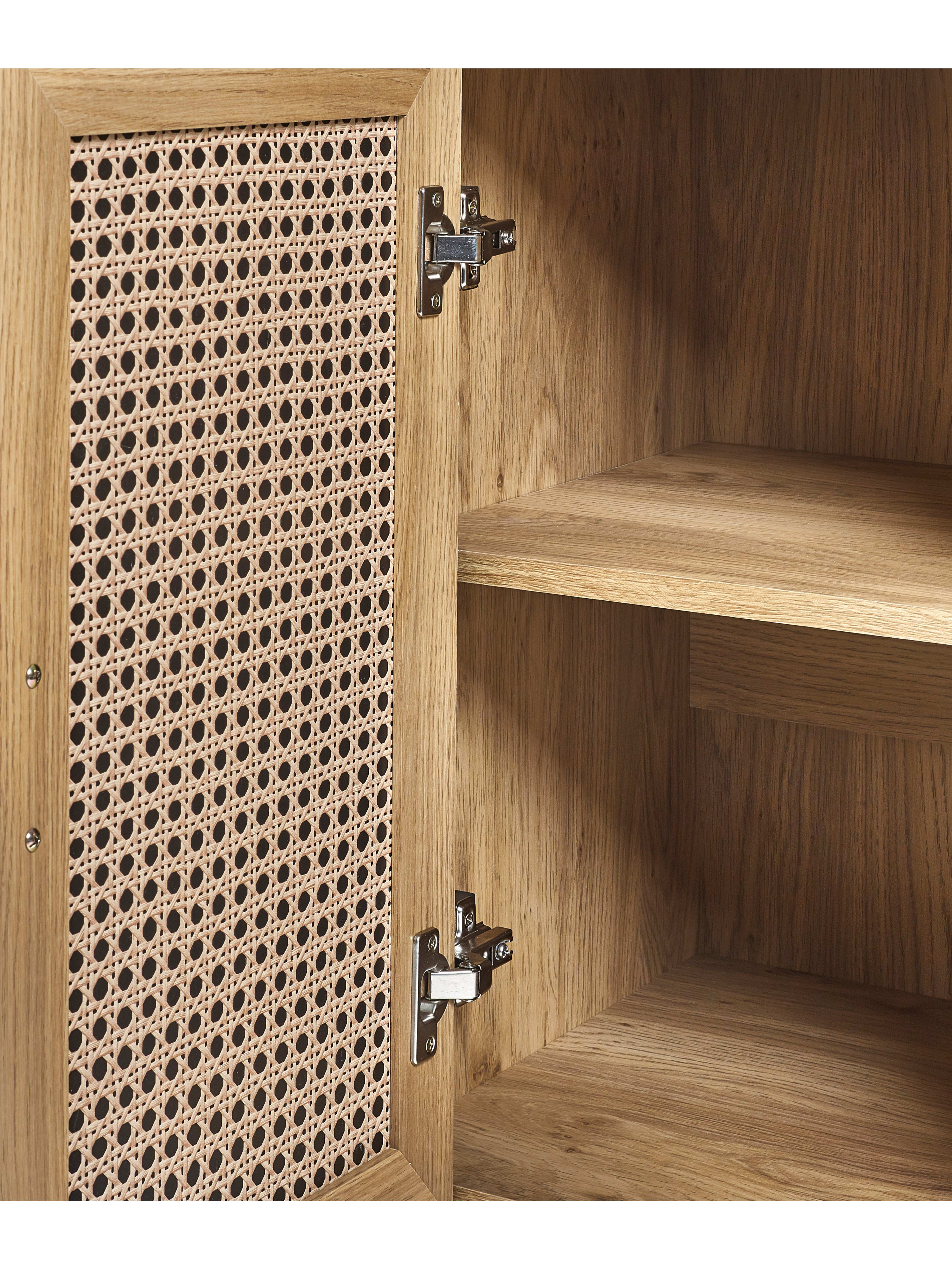 Sydney 3 Door Oak Effect Sideboard with Rattan Print