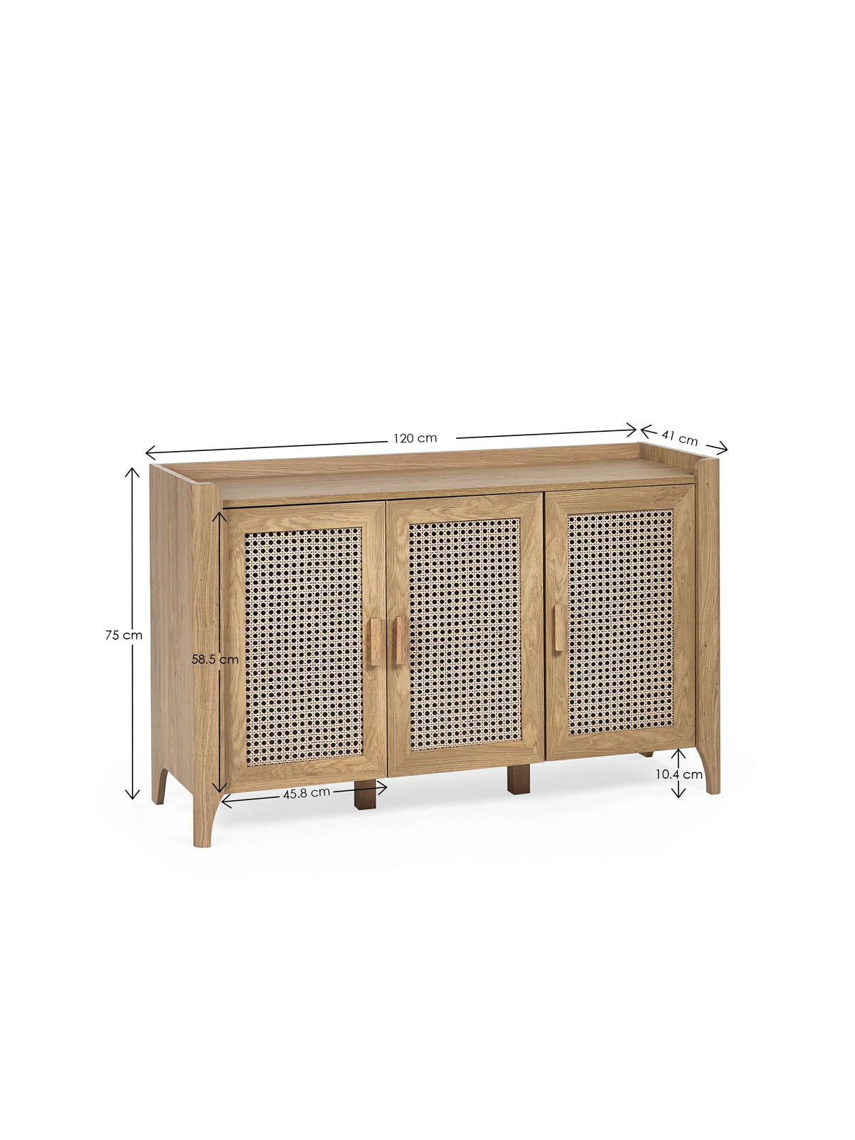 Sydney 3 Door Oak Effect Sideboard with Rattan Print