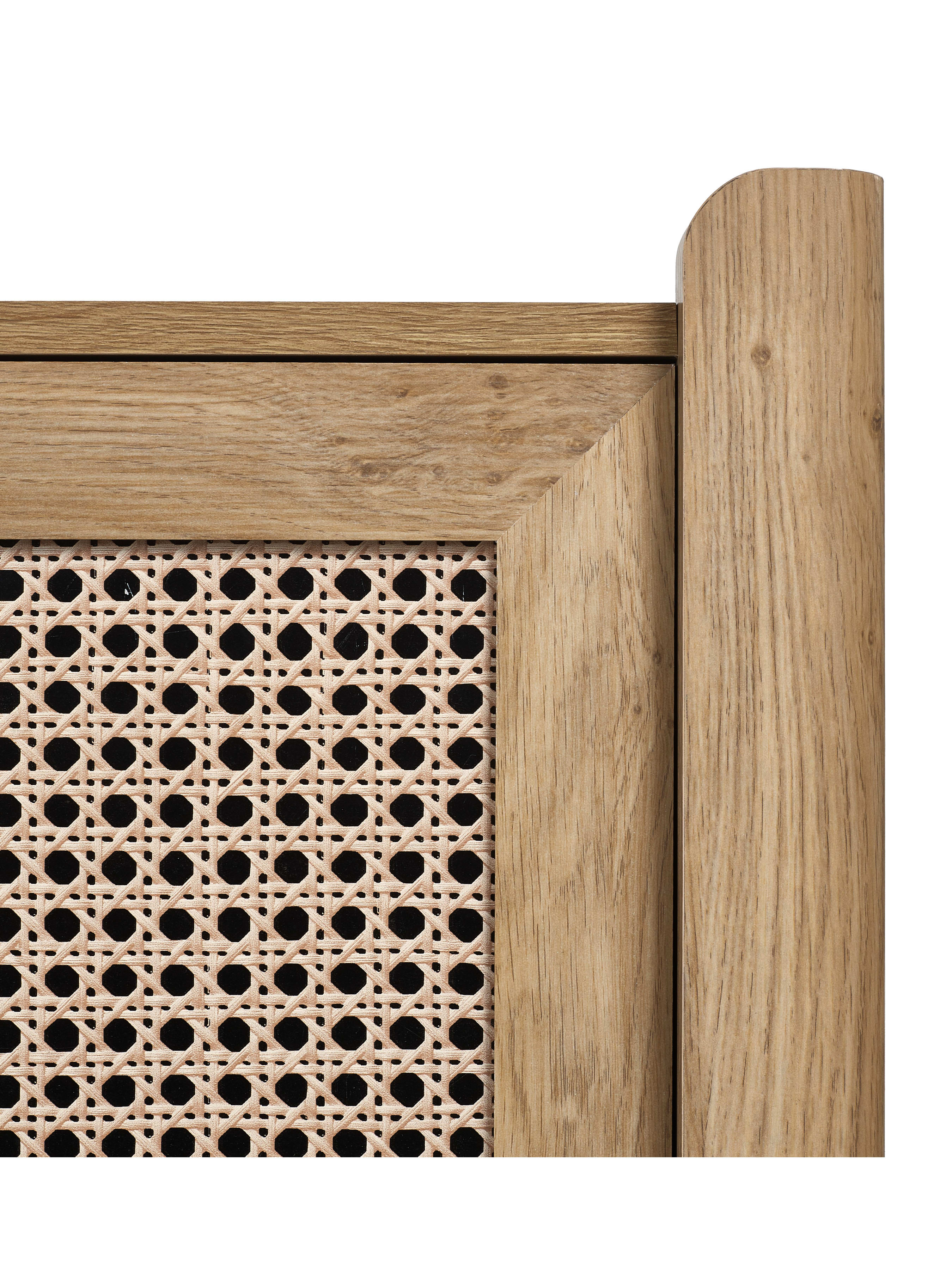 Sydney 3 Door Oak Effect Sideboard with Rattan Print