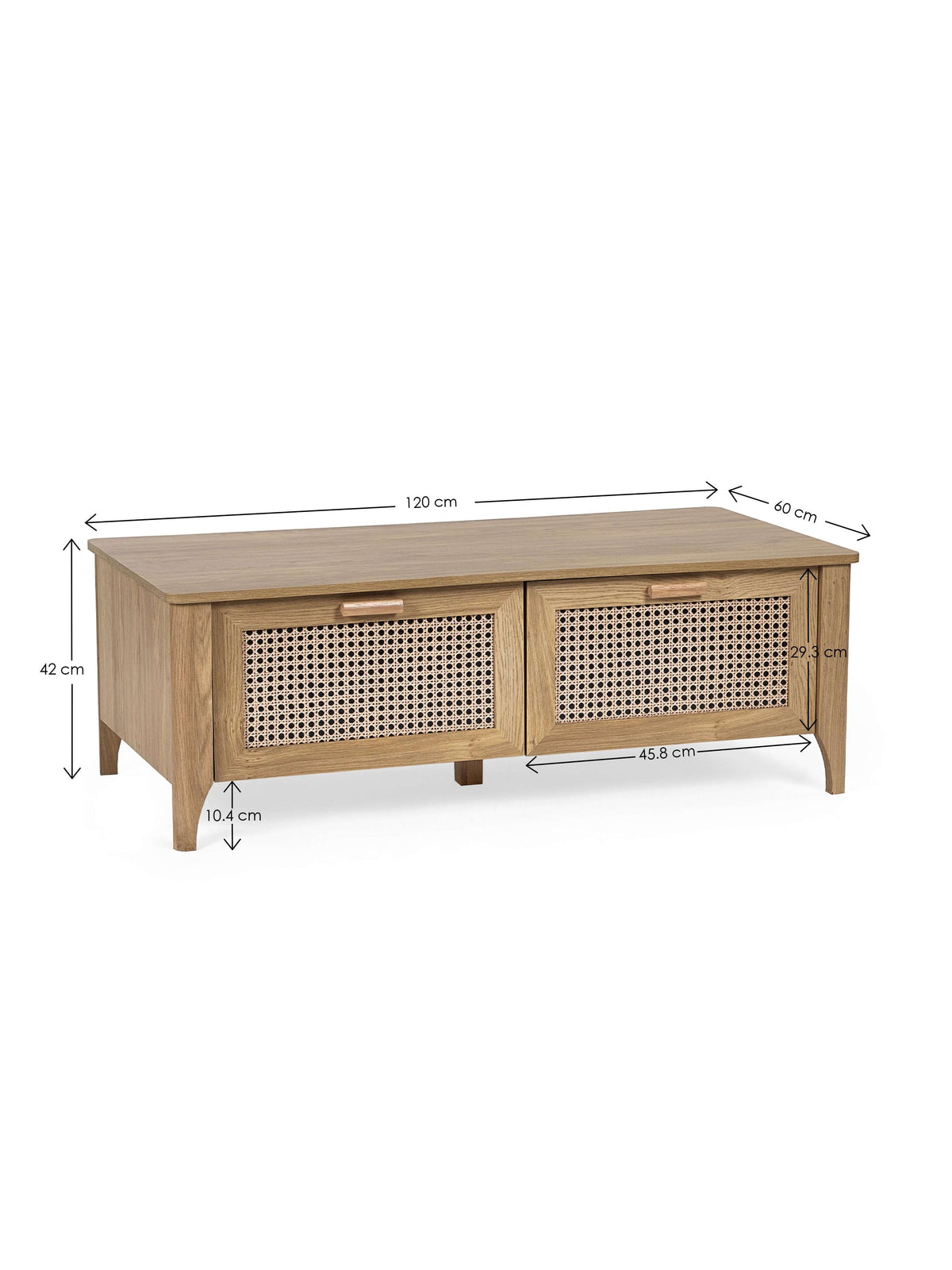Sydney 2 Drawer Coffee Table - Rattan Effect