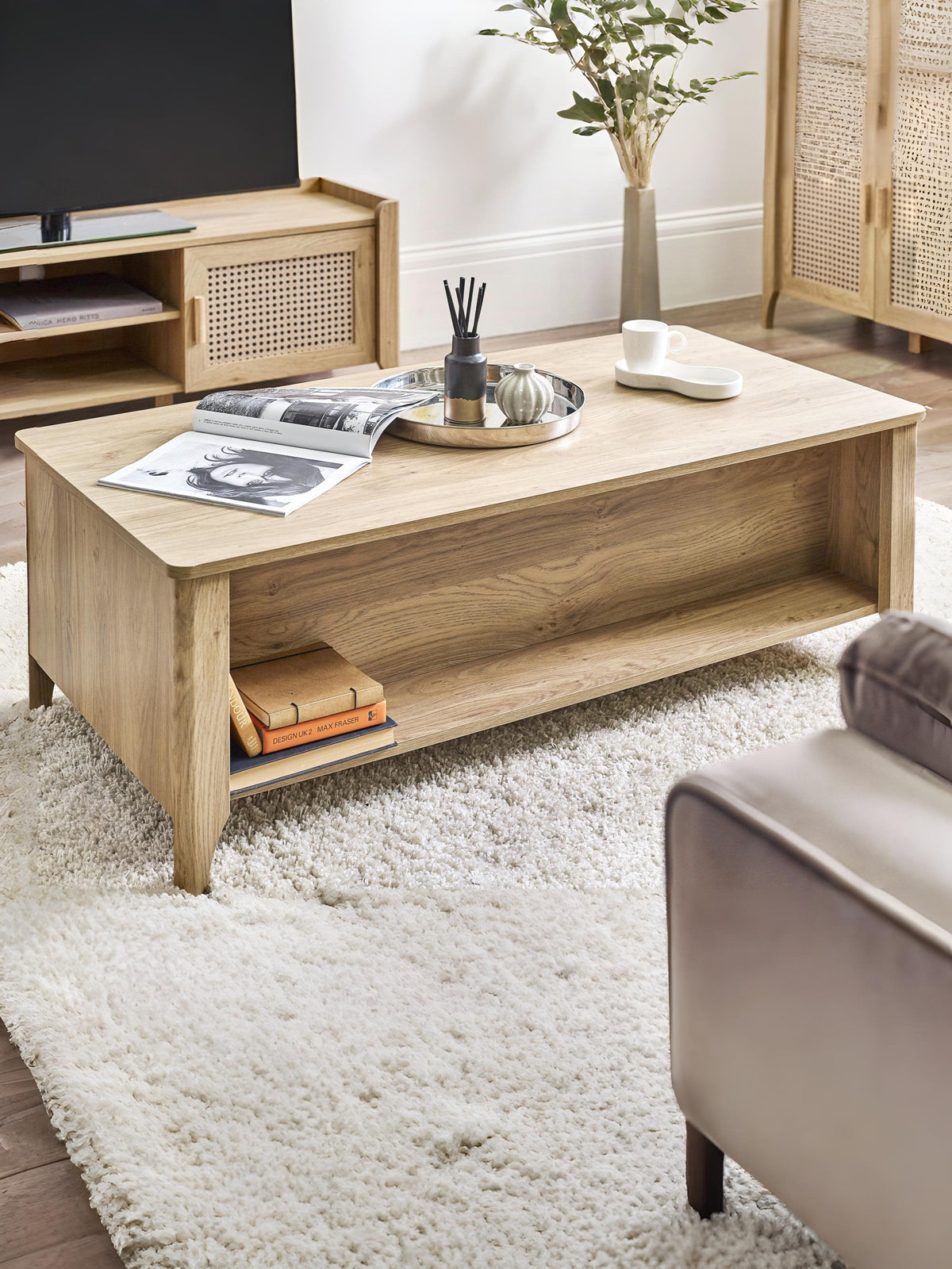 Sydney 2 Drawer Coffee Table - Rattan Effect
