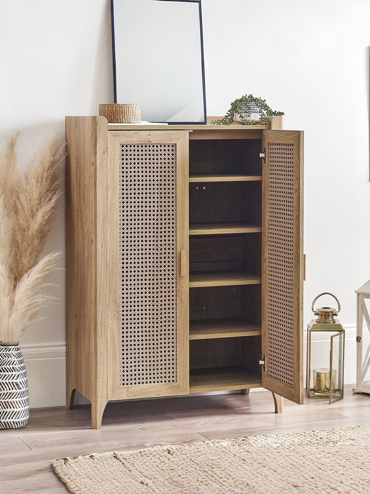 Sydney Shoe Cupboard - Rattan Effect