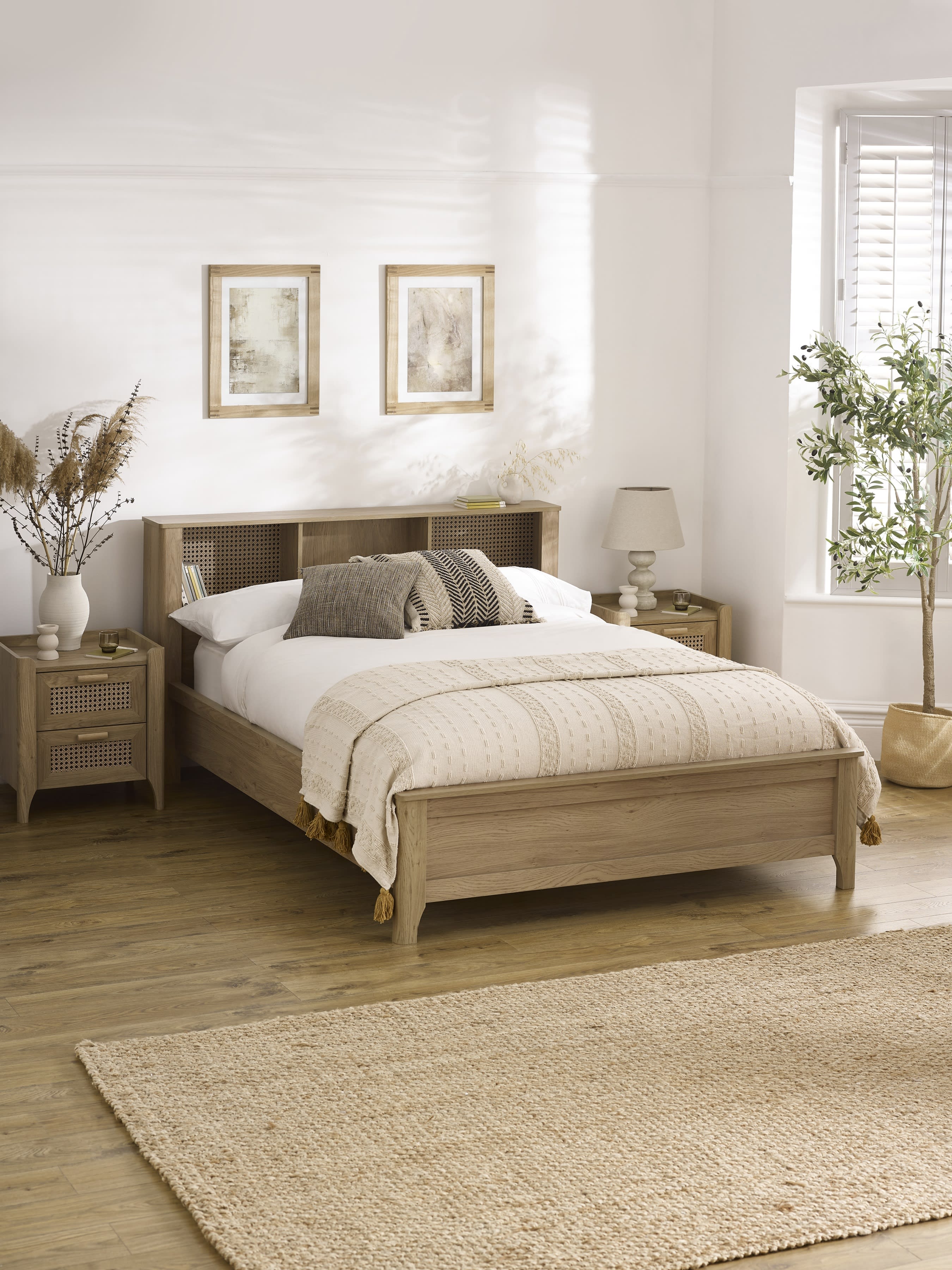 Sydney Oak Rattan Effect Bookcase Bed – Oak Effect