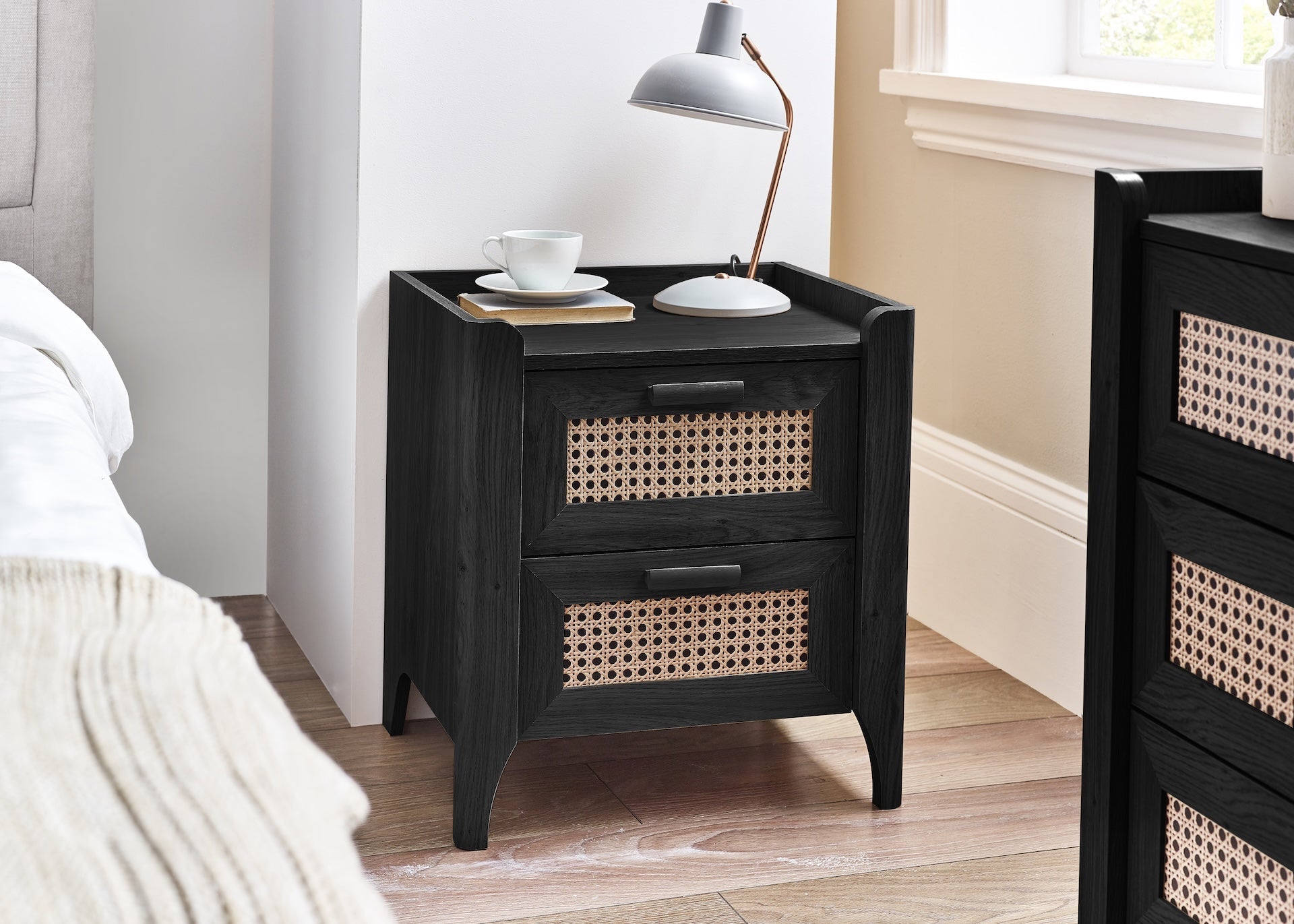 Sydney 2 Drawer Bedside - Black Ash – Julian Bowen, view 2
