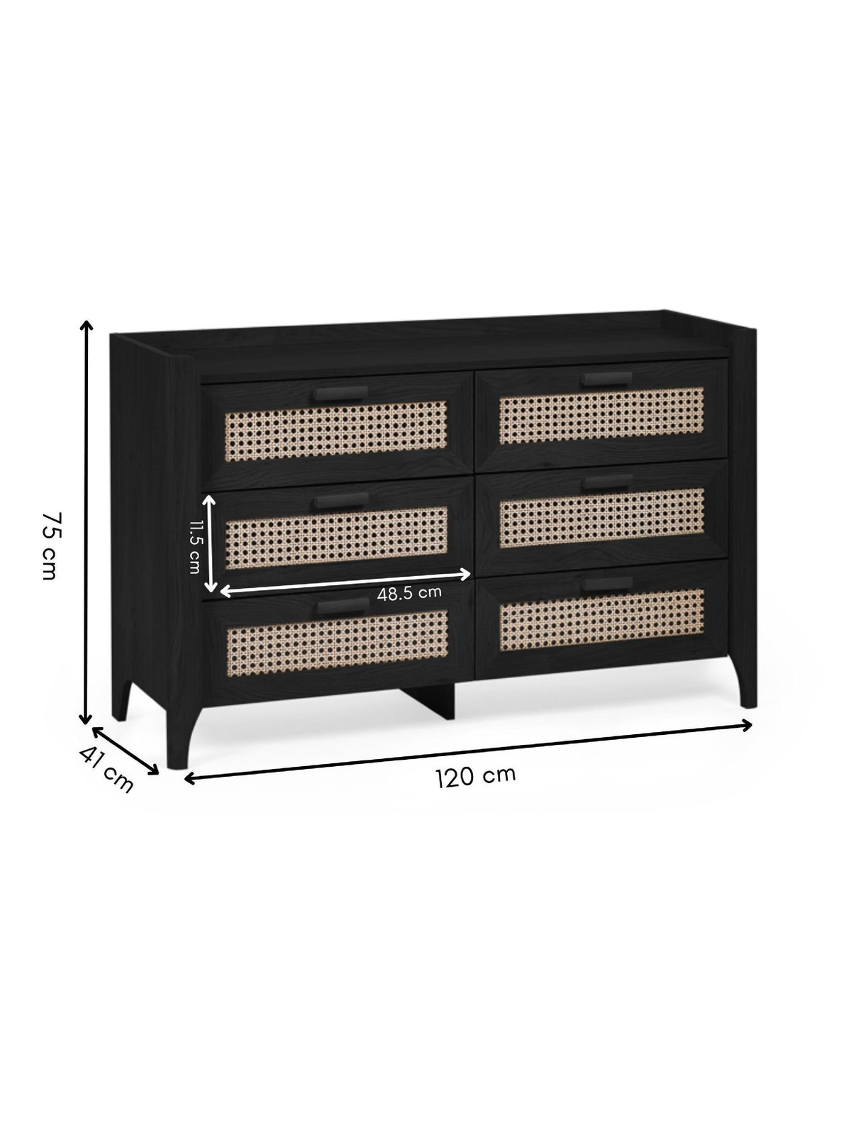 Sydney 6 Drawer Wide Chest - Black Ash