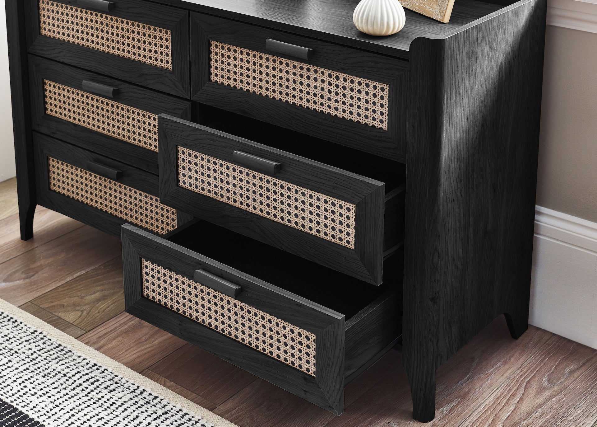 Sydney 6 Drawer Wide Chest - Black Ash – Julian Bowen, view 12