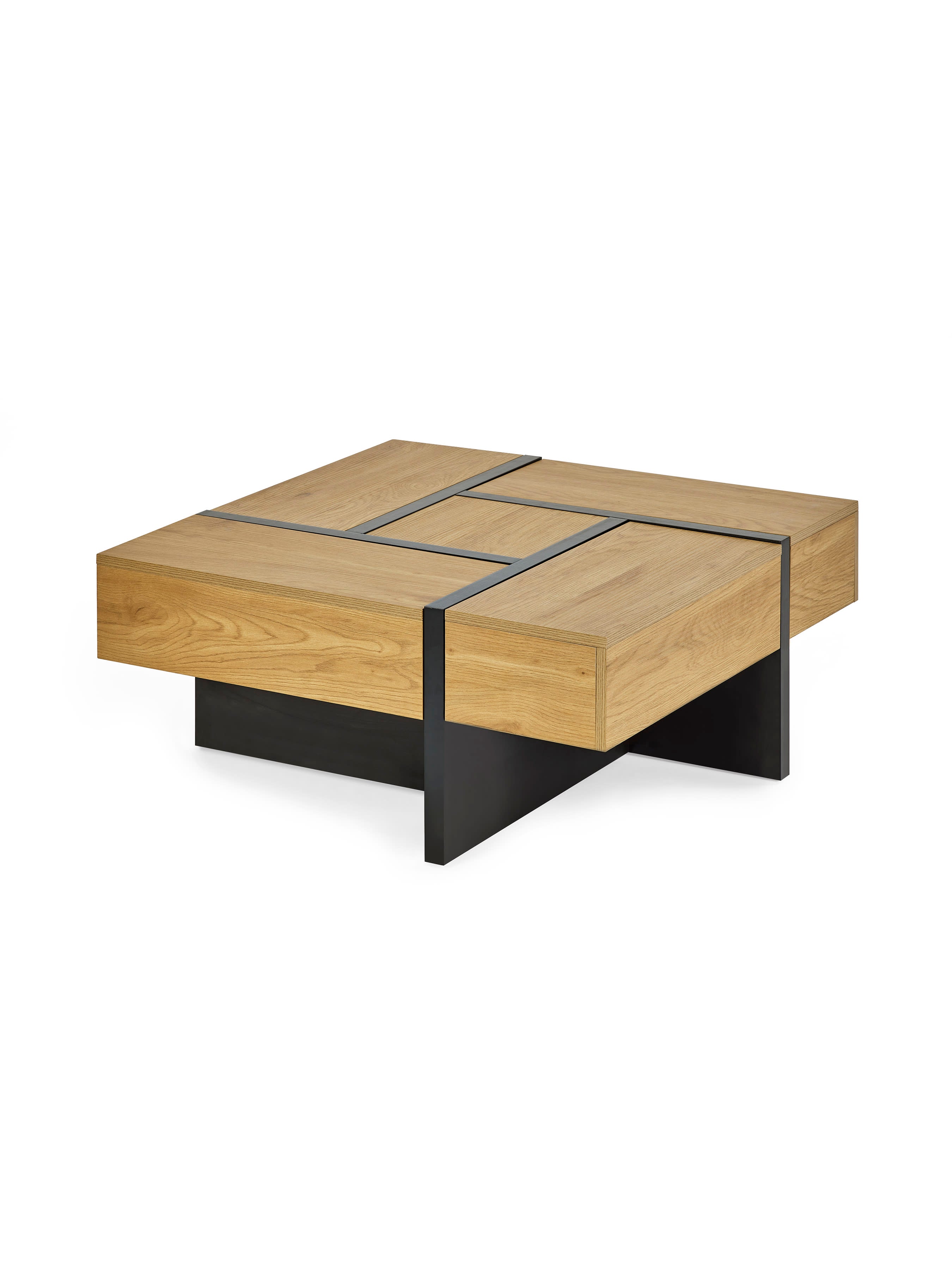 Tahoe 80cm Square Storage Coffee Table – Light Oak Effect