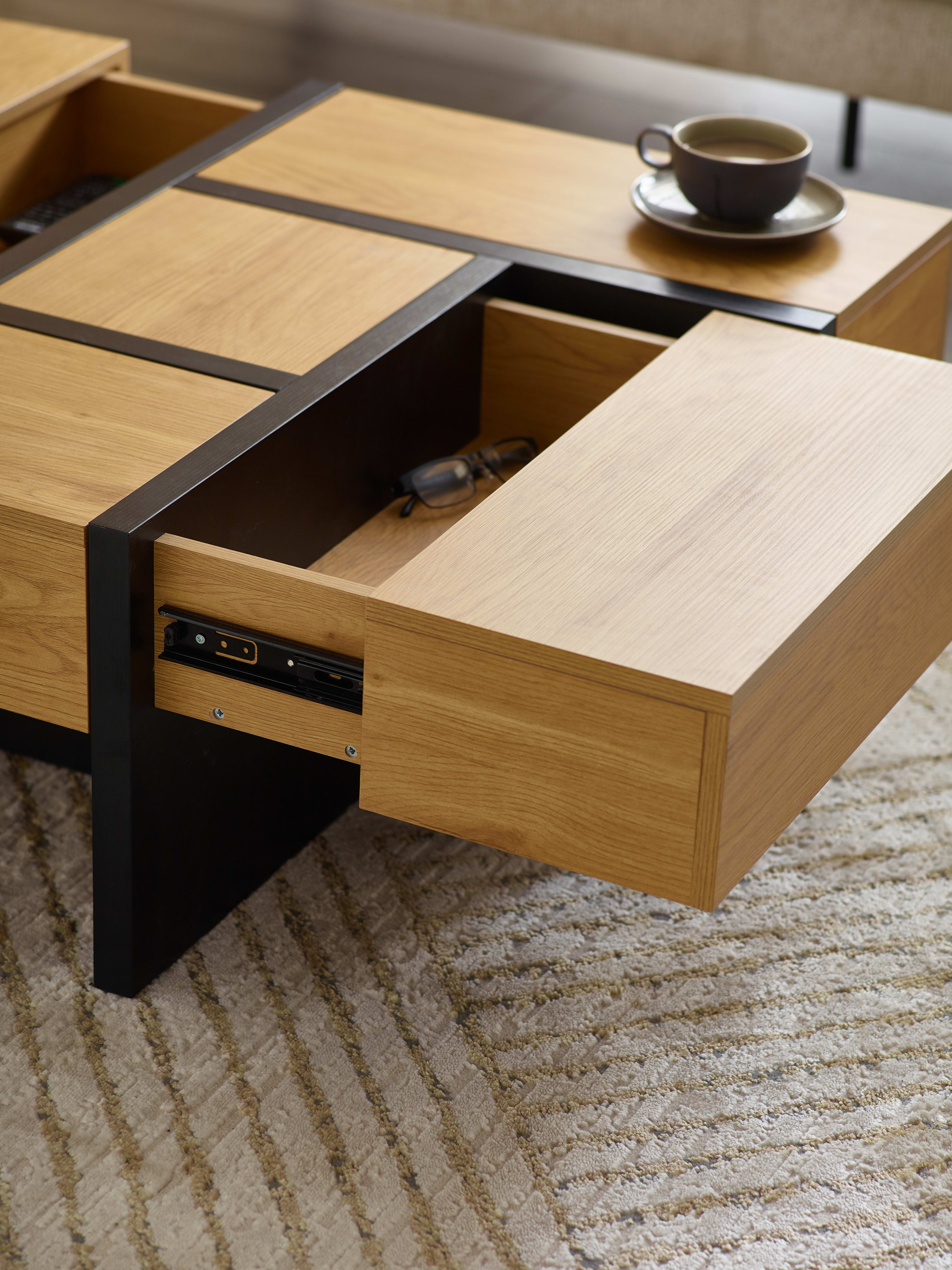 Tahoe 80cm Square Storage Coffee Table – Light Oak Effect