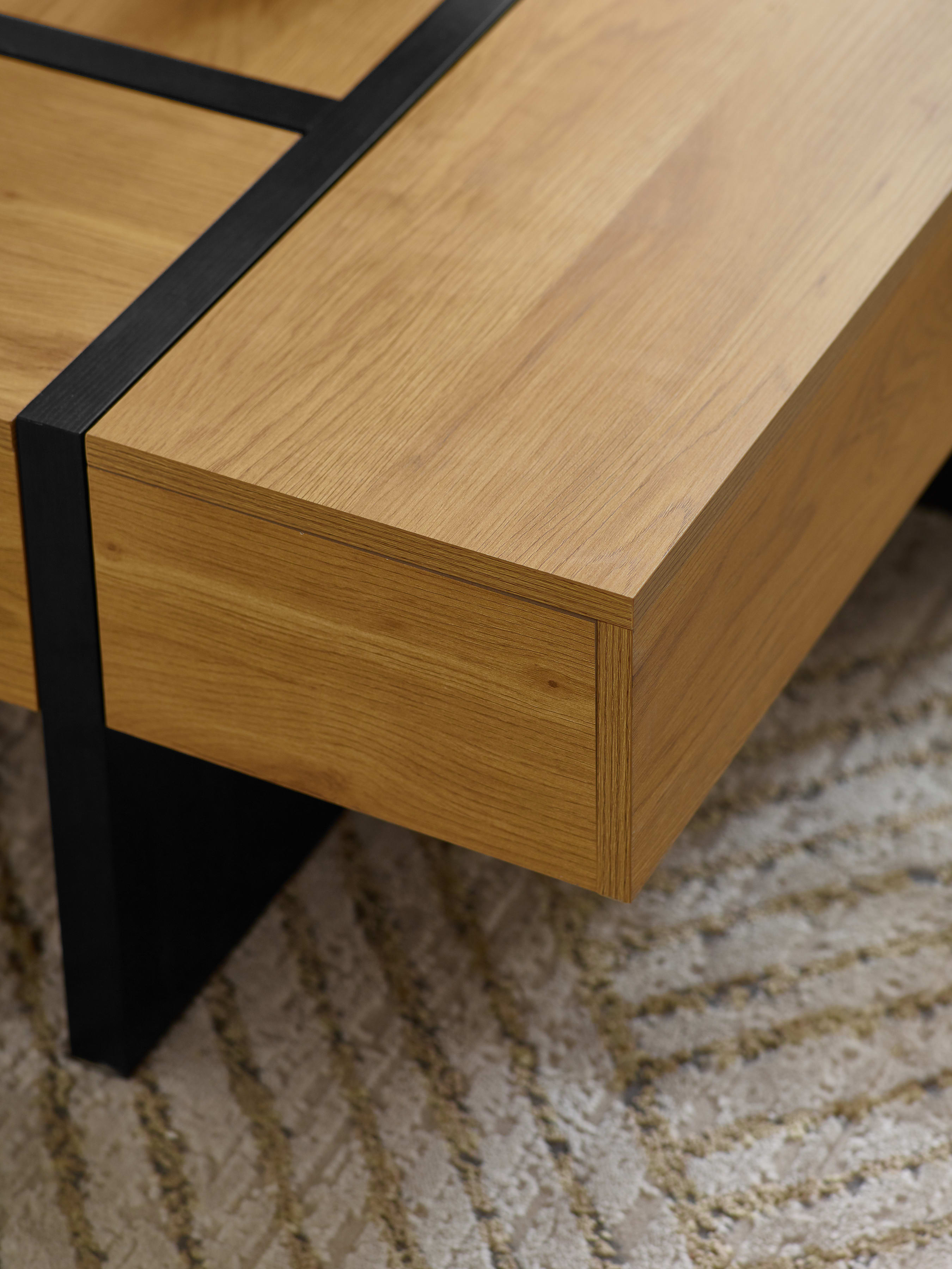 Tahoe 80cm Square Storage Coffee Table – Light Oak Effect