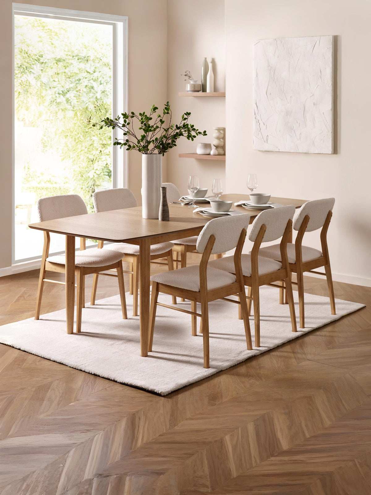 Theia White Boucle Upholstered Dining Chairs (Set of 2)