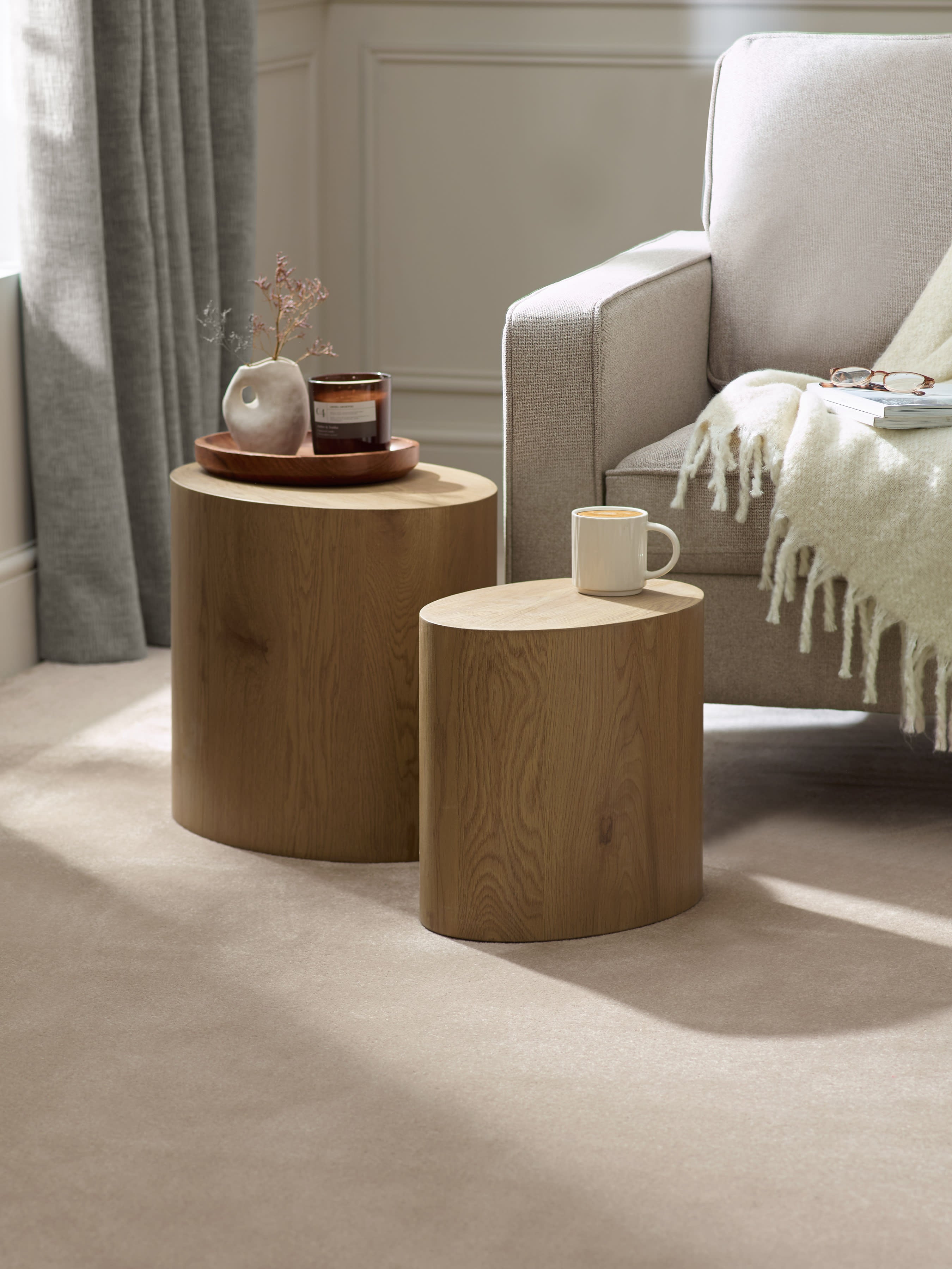 Toba Light Oak Effect Nest of 2 Tables