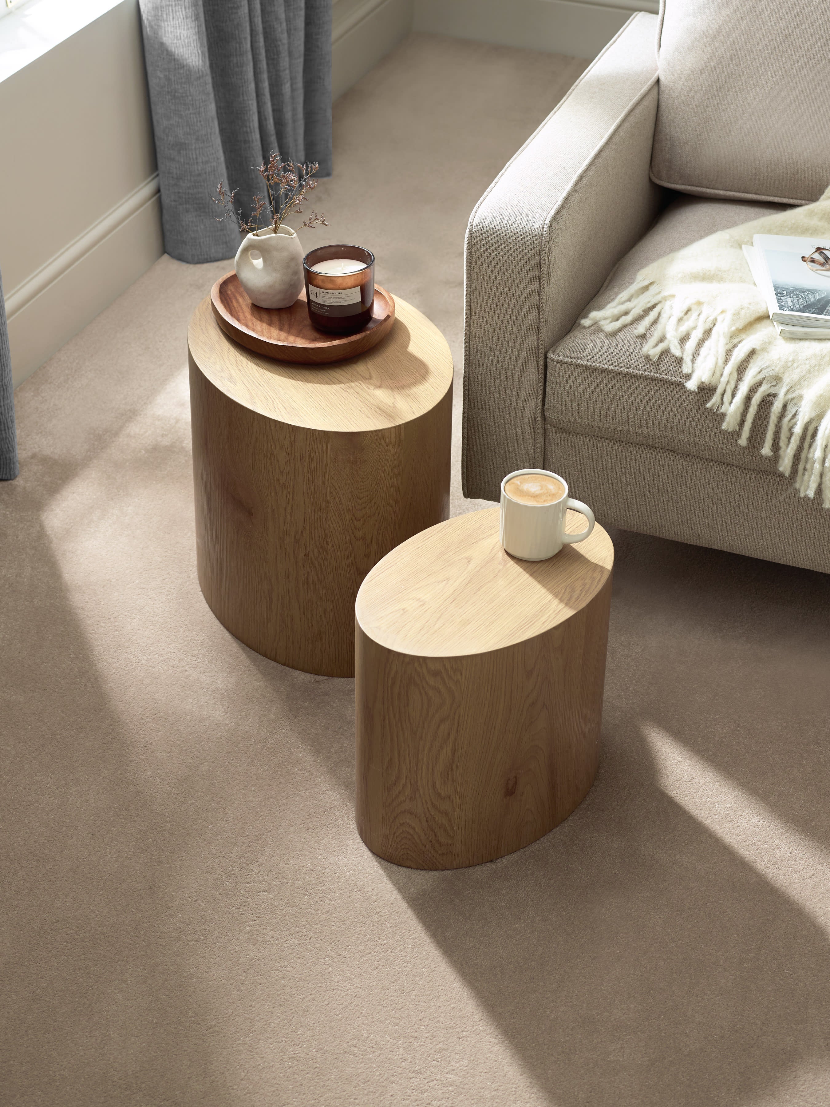 Toba Light Oak Effect Nest of 2 Tables