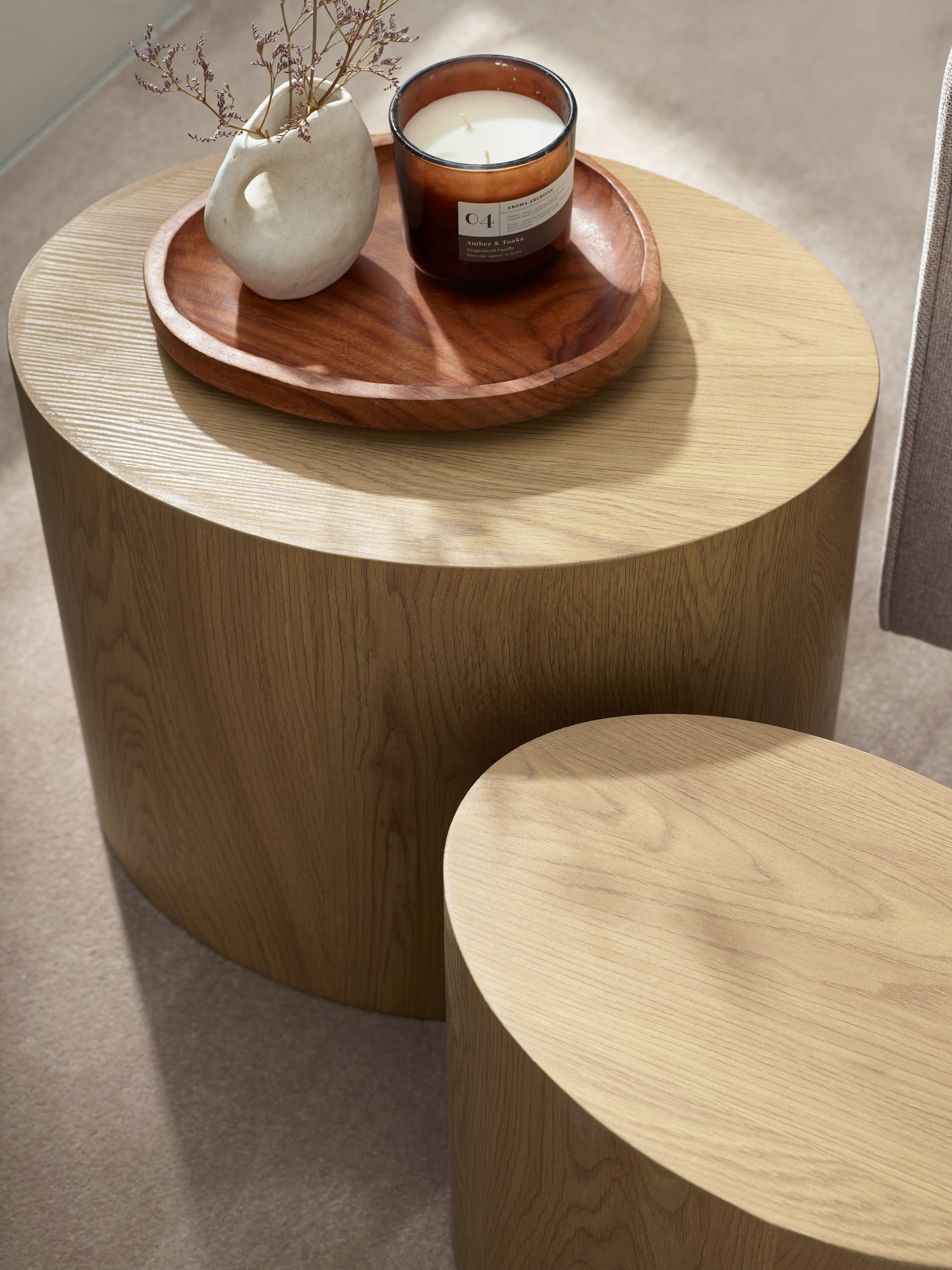 Toba Light Oak Effect Nest of 2 Tables