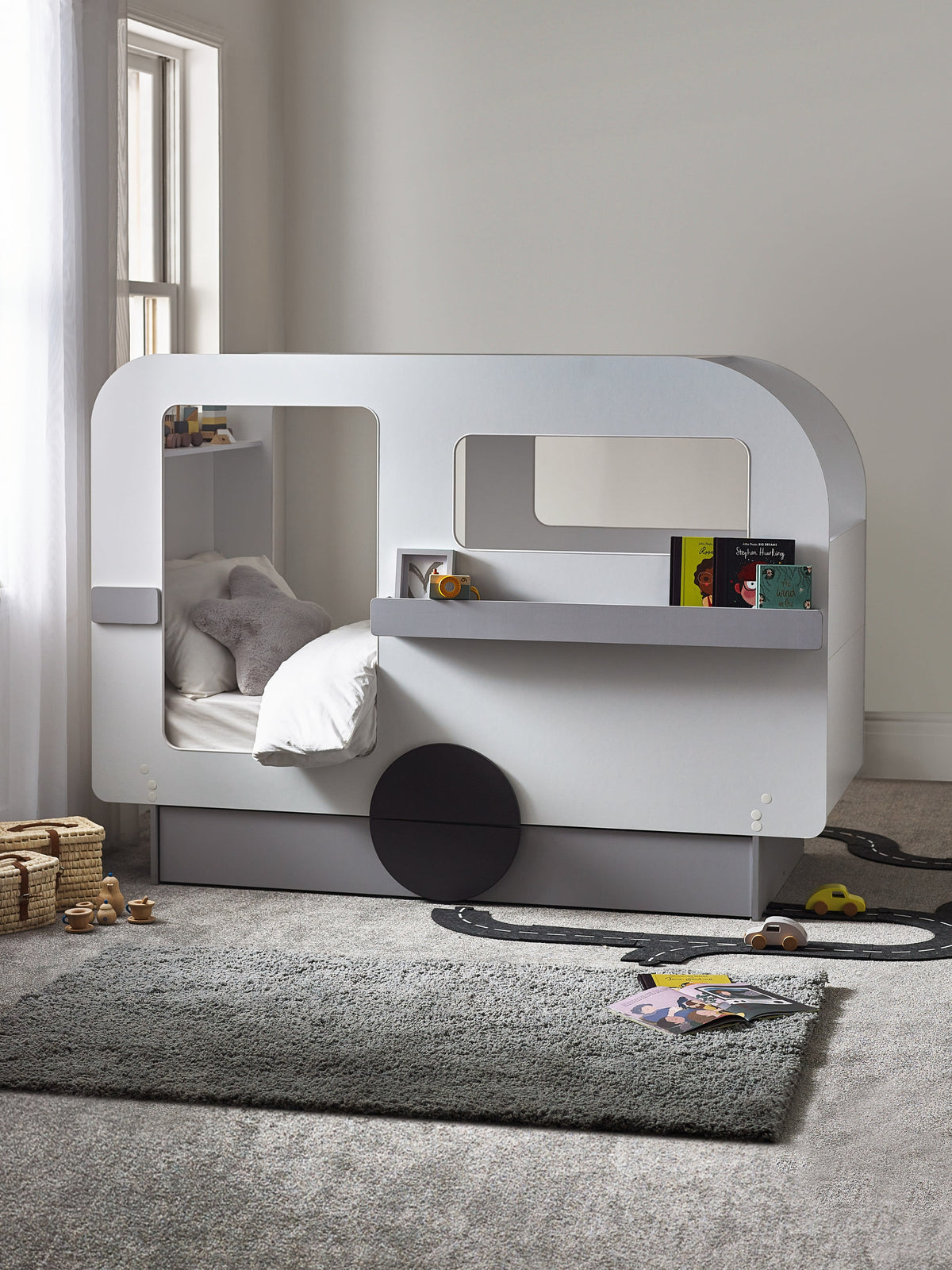 Tourer Caravan Bed - Vapor Grey And White